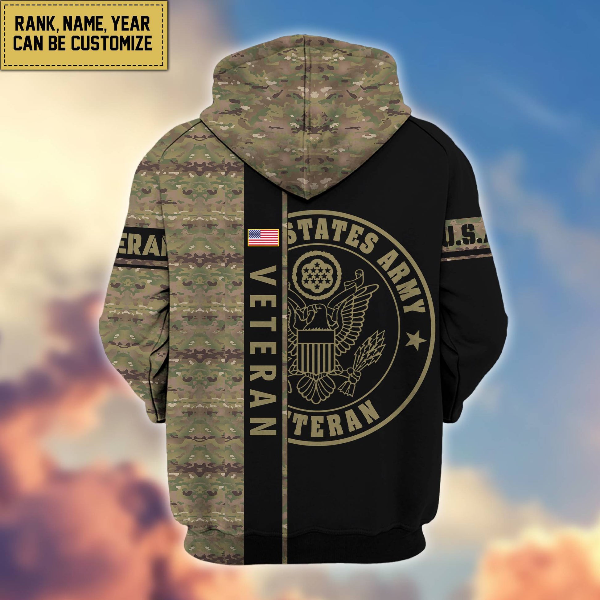 Premium Personalized Camo Soldiers US Veterans Zip Hoodie APVC141203