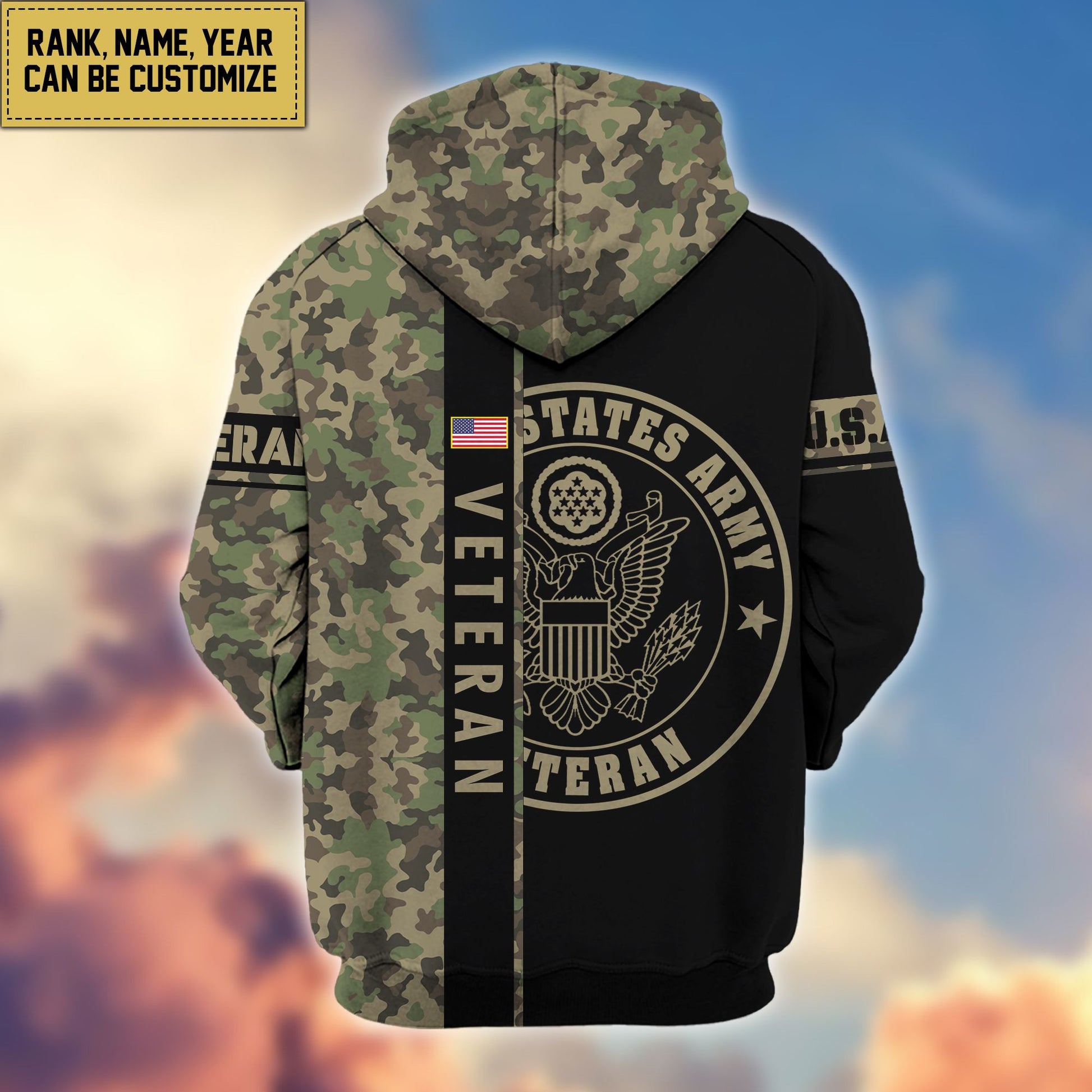 Premium Personalized Camo Soldiers US Veterans Zip Hoodie APVC141203