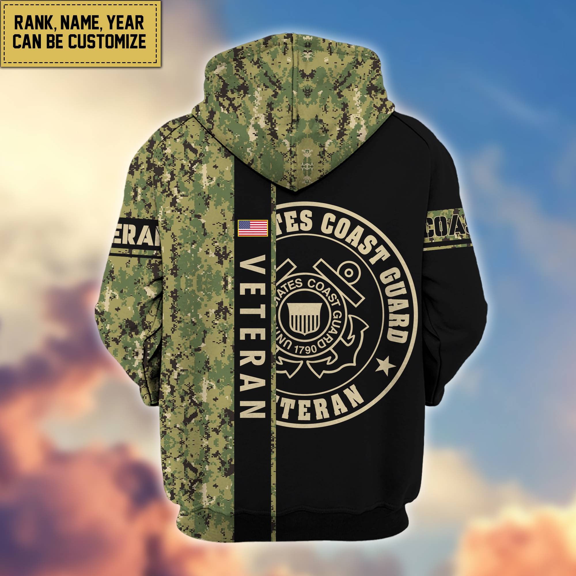 Premium Personalized Camo Soldiers US Veterans Zip Hoodie APVC141203