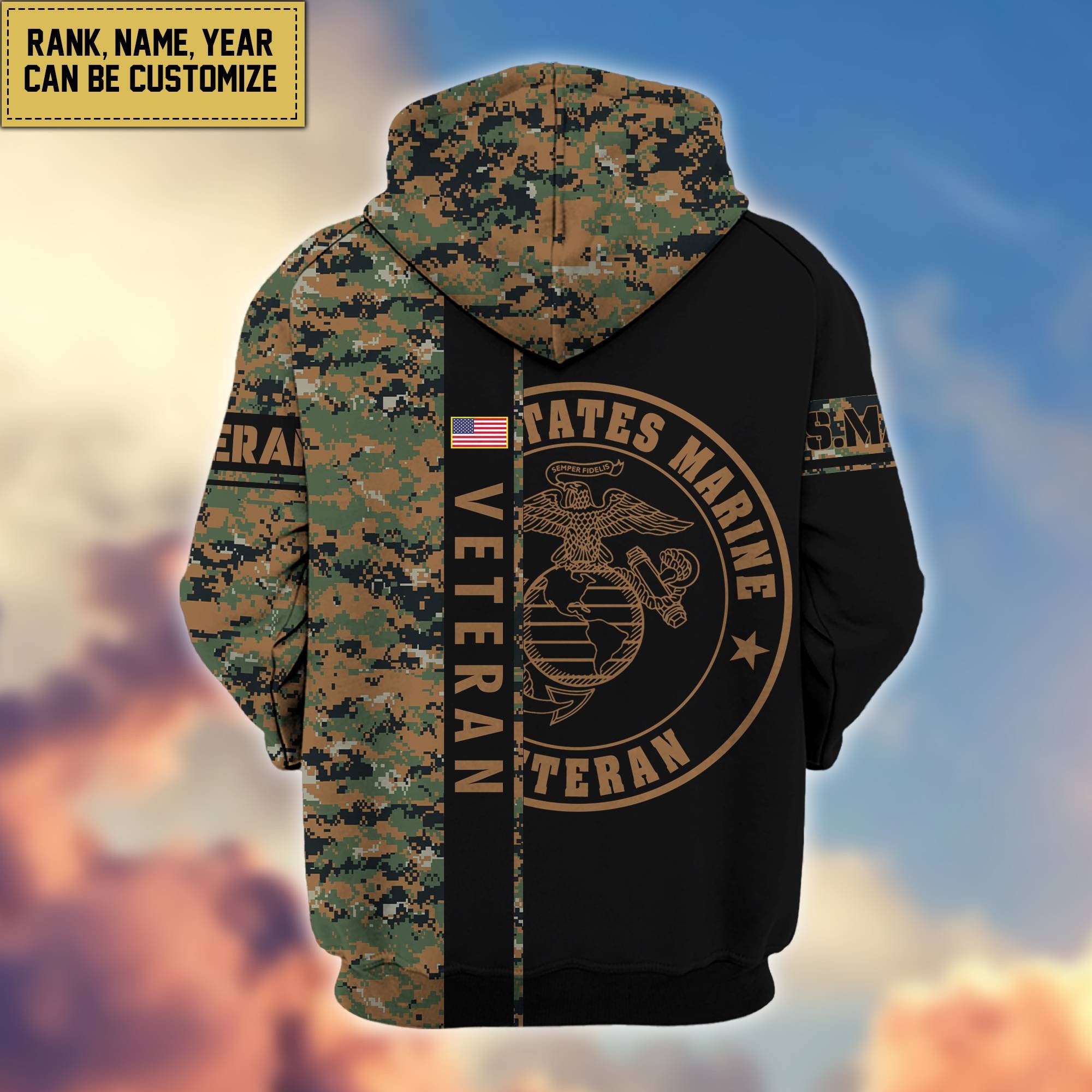 Premium Personalized Camo Soldiers US Veterans Zip Hoodie APVC141203