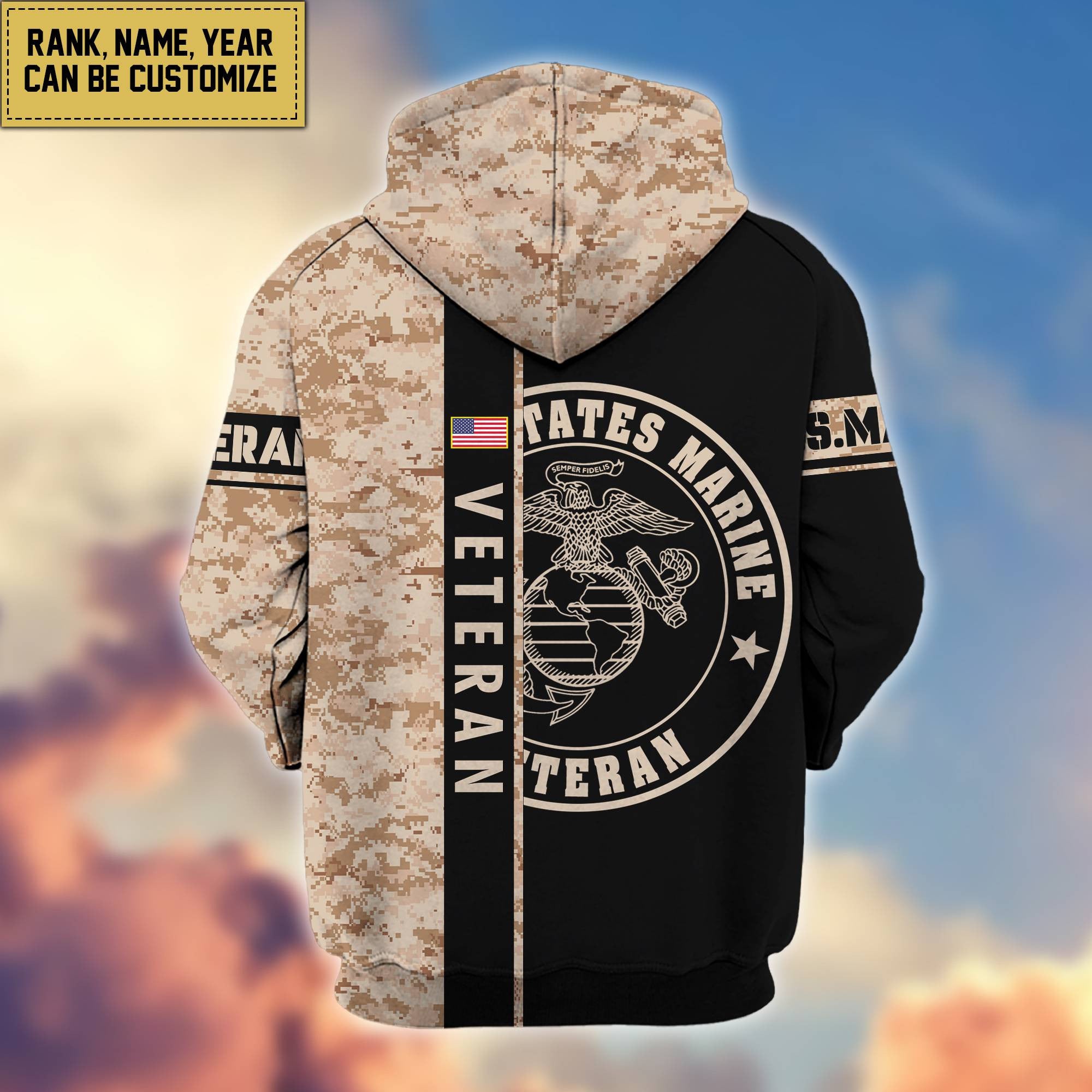 Premium Personalized Camo Soldiers US Veterans Zip Hoodie APVC141203