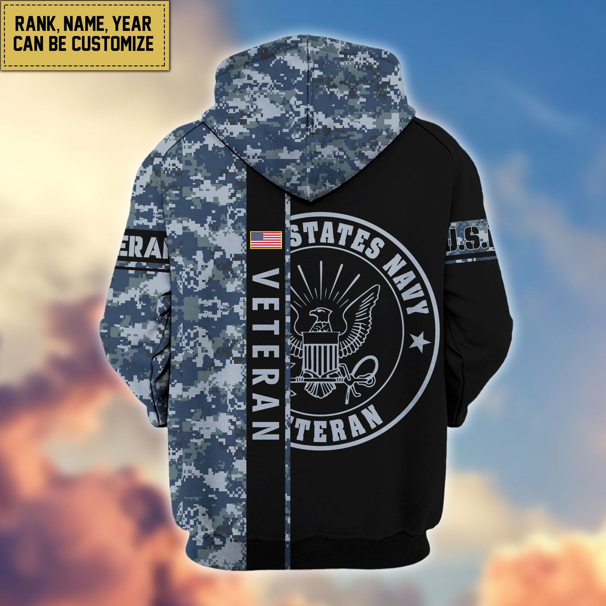 Premium Personalized Camo Soldiers US Veterans Zip Hoodie APVC141203