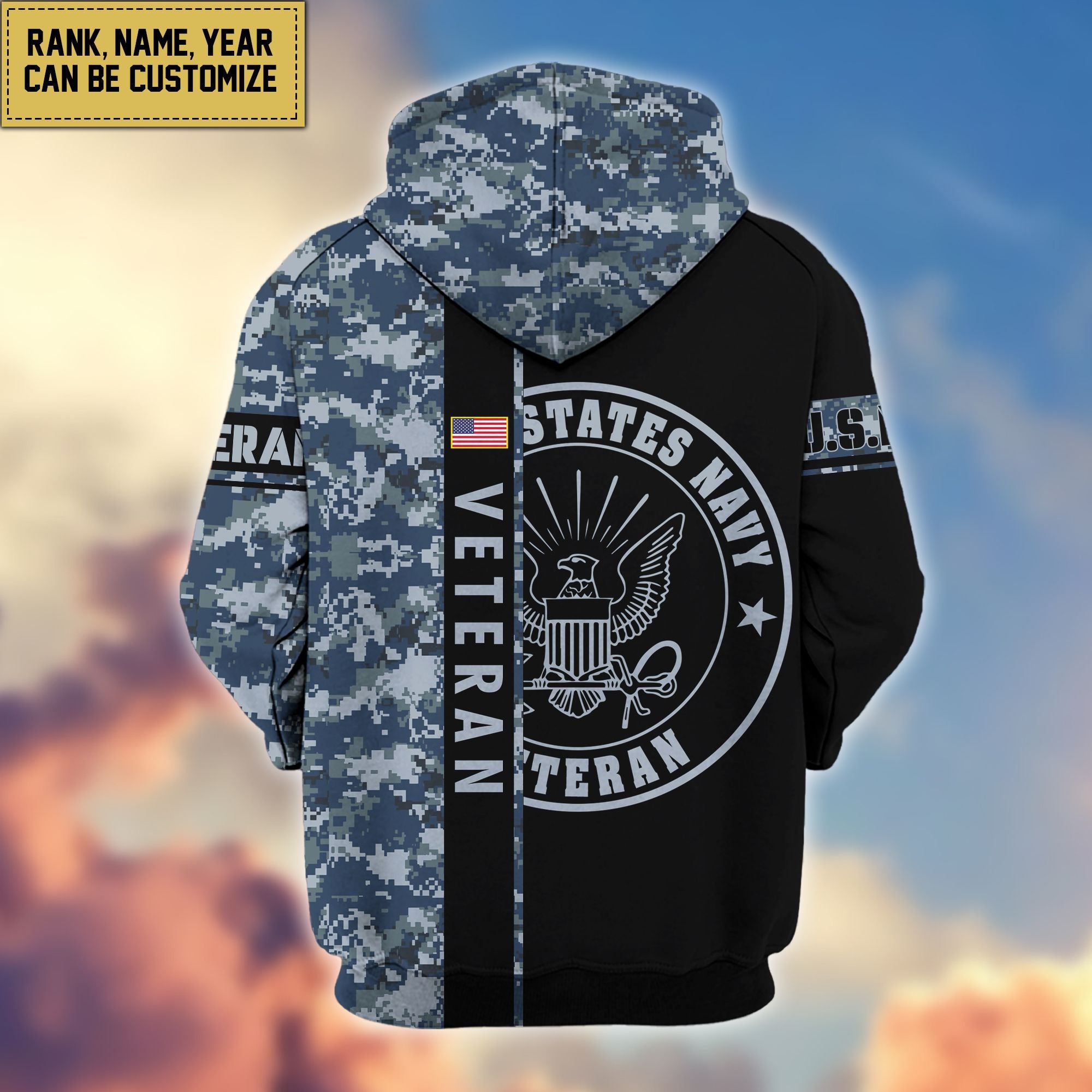 Premium Personalized Camo Soldiers US Veterans Zip Hoodie APVC141203