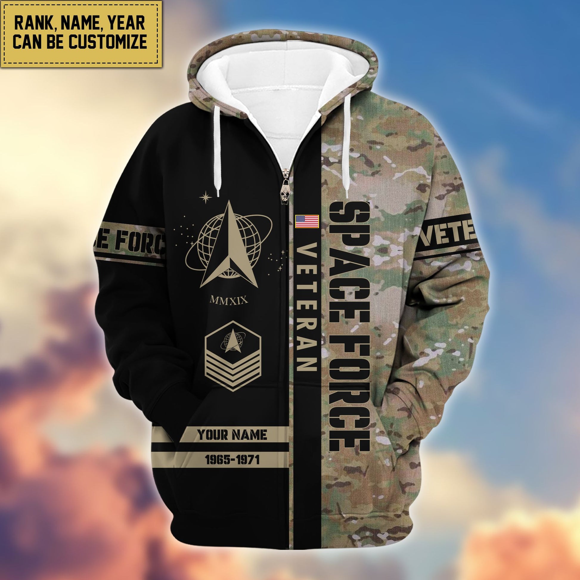 Premium Personalized Camo Soldiers US Veterans Zip Hoodie APVC141203