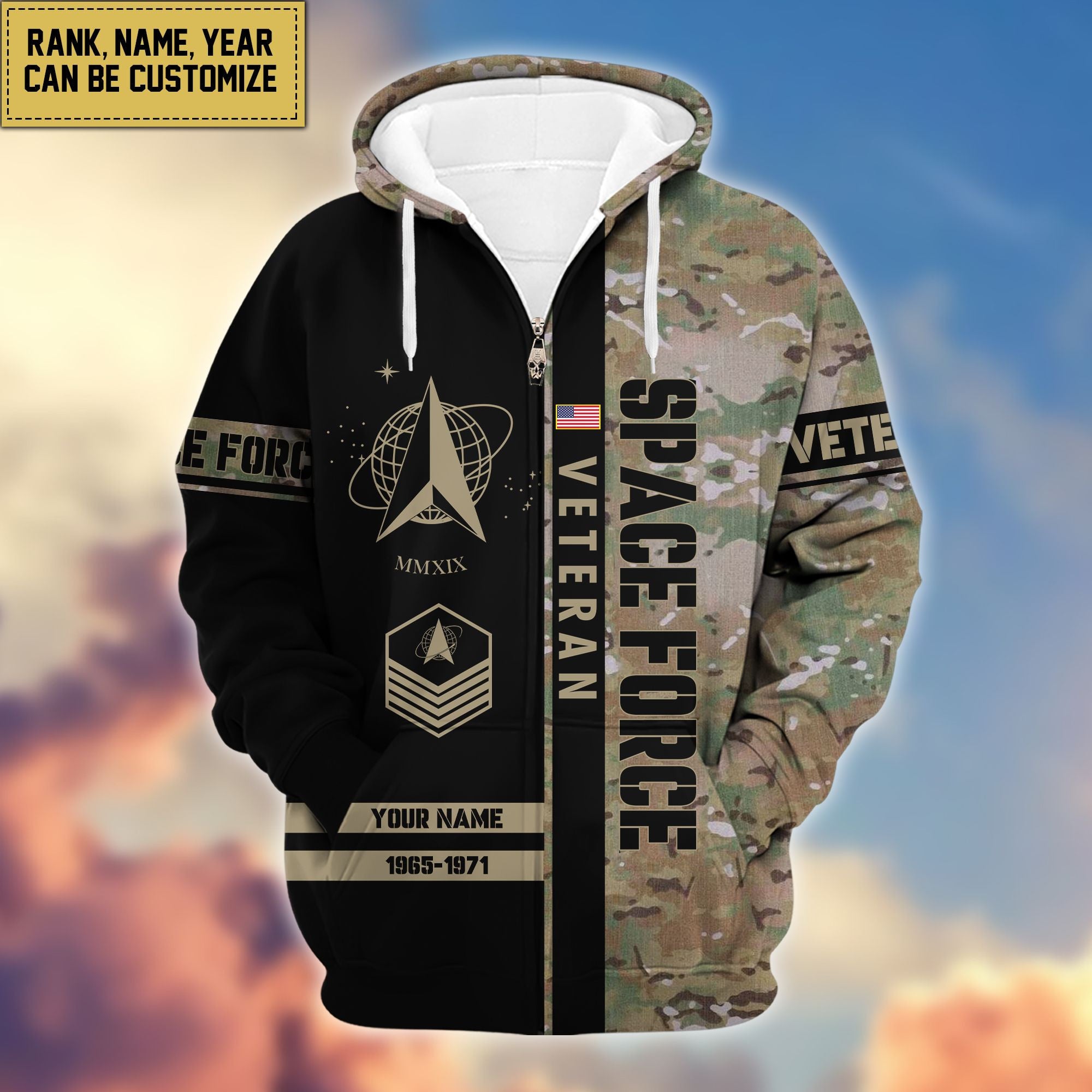 Premium Personalized Camo Soldiers US Veterans Zip Hoodie APVC141203