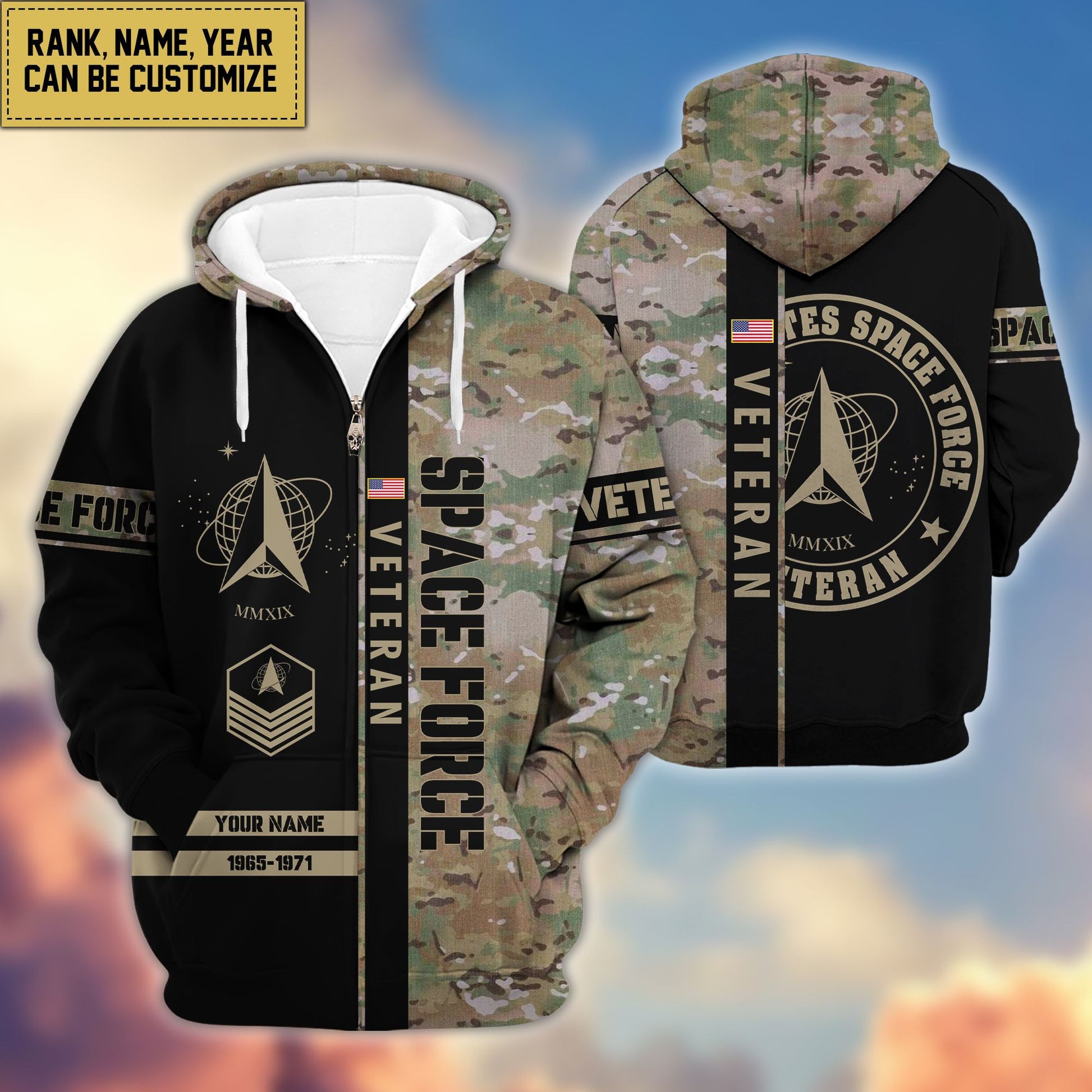 Premium Personalized Camo Soldiers US Veterans Zip Hoodie APVC141203