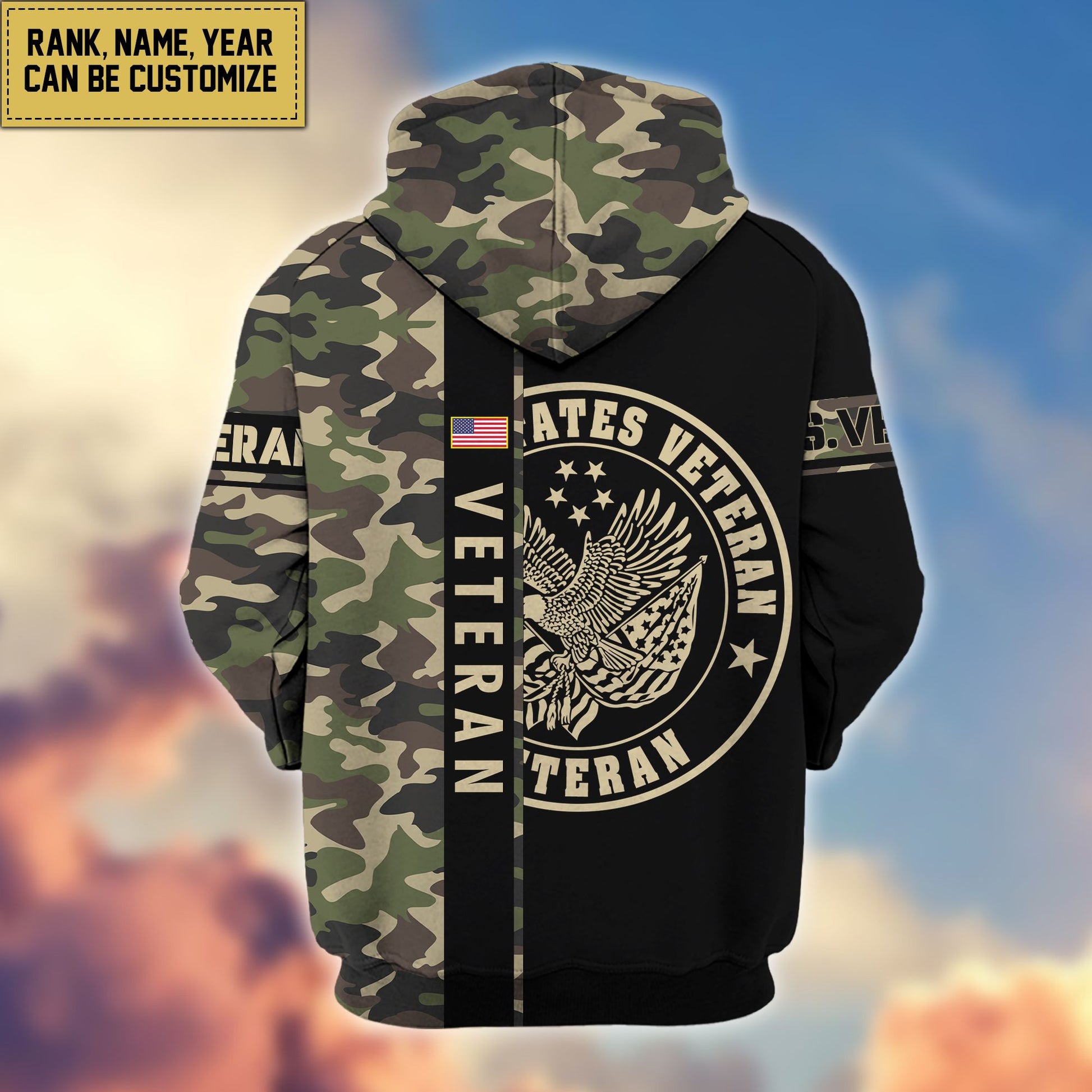 Premium Personalized Camo Soldiers US Veterans Zip Hoodie APVC141203