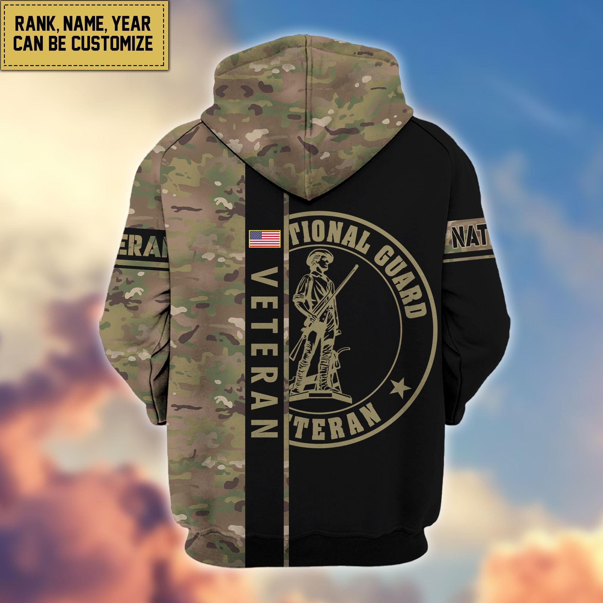 Premium Personalized Camo Soldiers US Veterans Zip Hoodie APVC141203