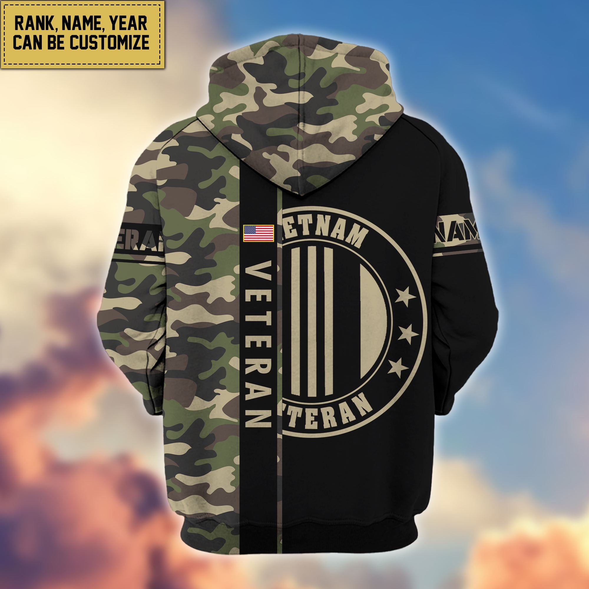 Premium Personalized Camo Soldiers US Veterans Zip Hoodie APVC141203