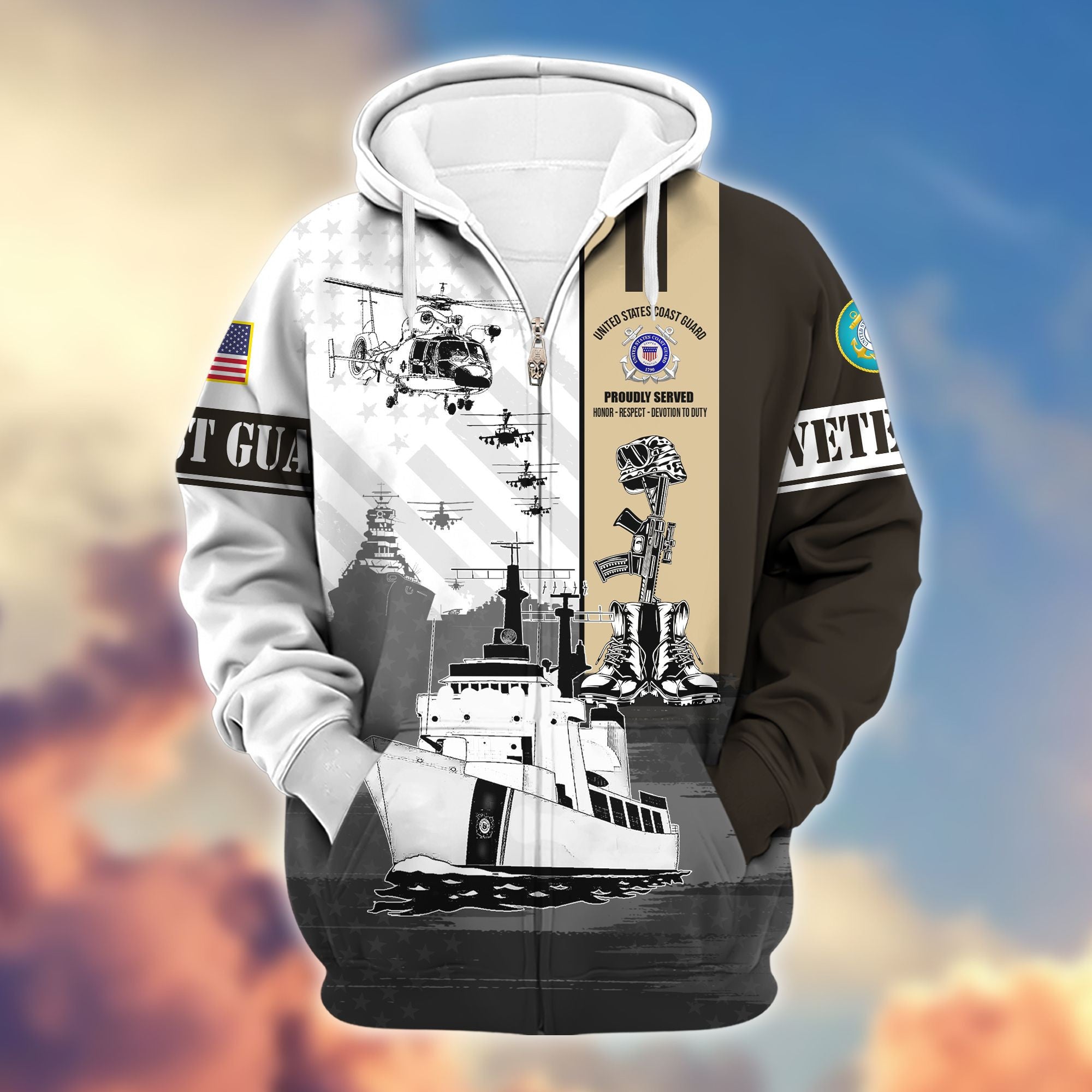 Premium US Veterans Zip Hoodie Gifts For Veterans Day BPVC150801