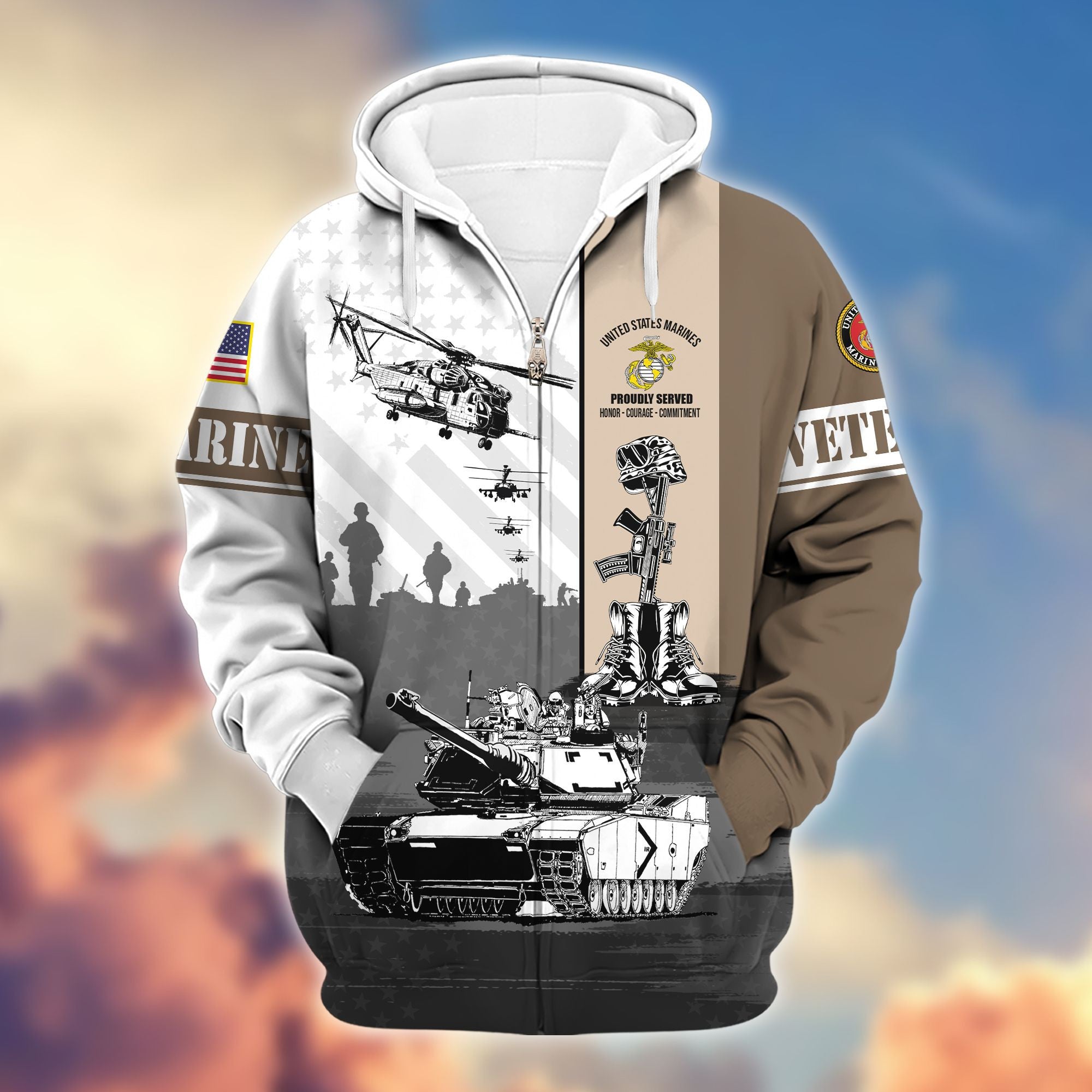 Premium US Veterans Zip Hoodie Gifts For Veterans Day BPVC150801