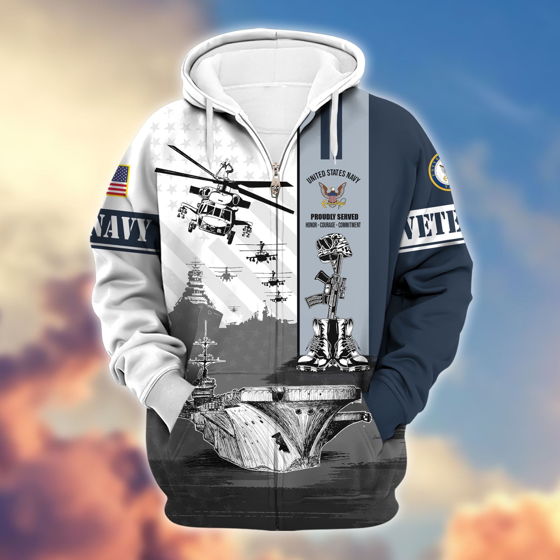 Premium US Veterans Zip Hoodie Gifts For Veterans Day BPVC150801