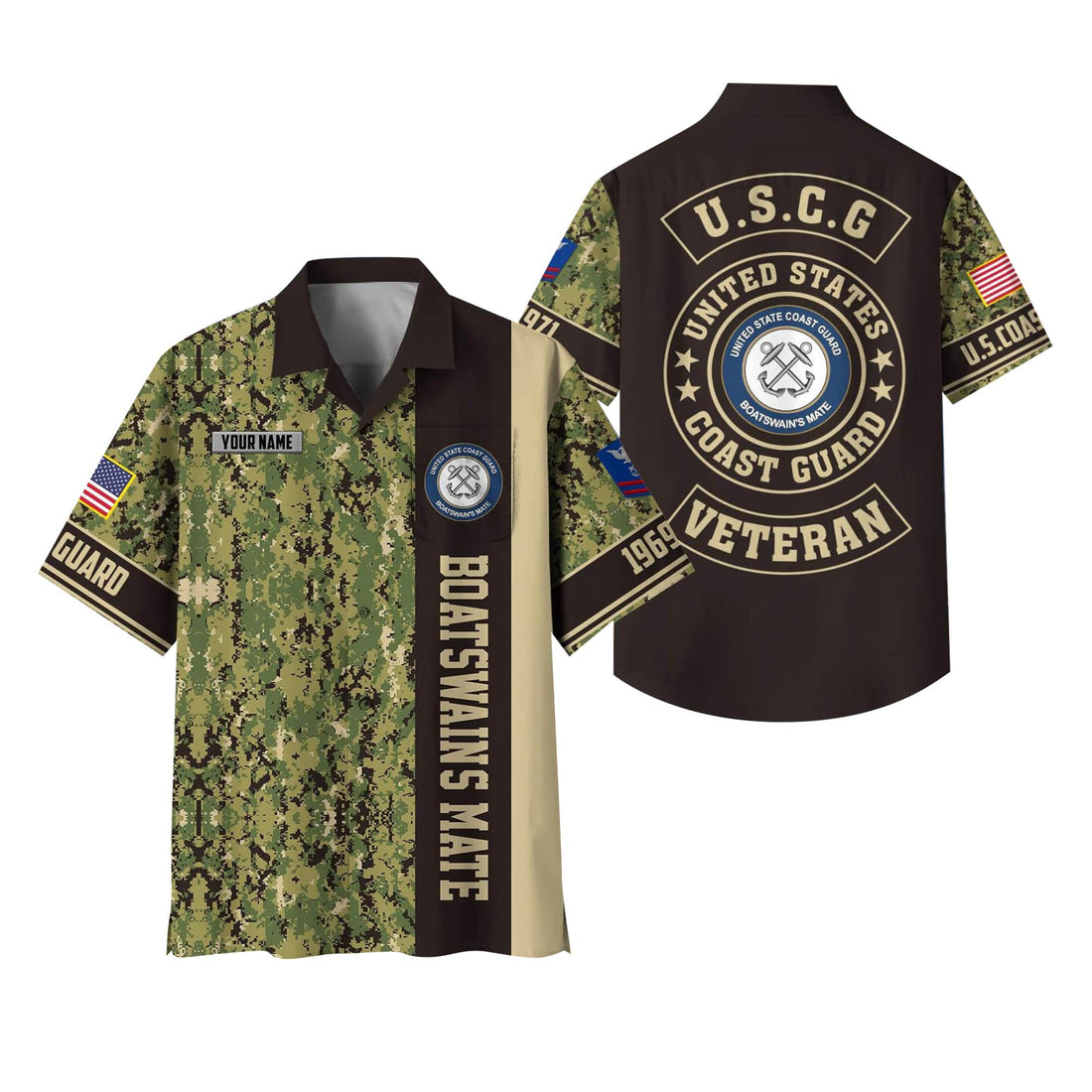 Premium Custom Rank, Name, Unit, USCG Hawaiian Shirt With Pocket, Gifts for Coast Guard Veteran, Gifts For Dad, For Husband Veteran VPVC401705