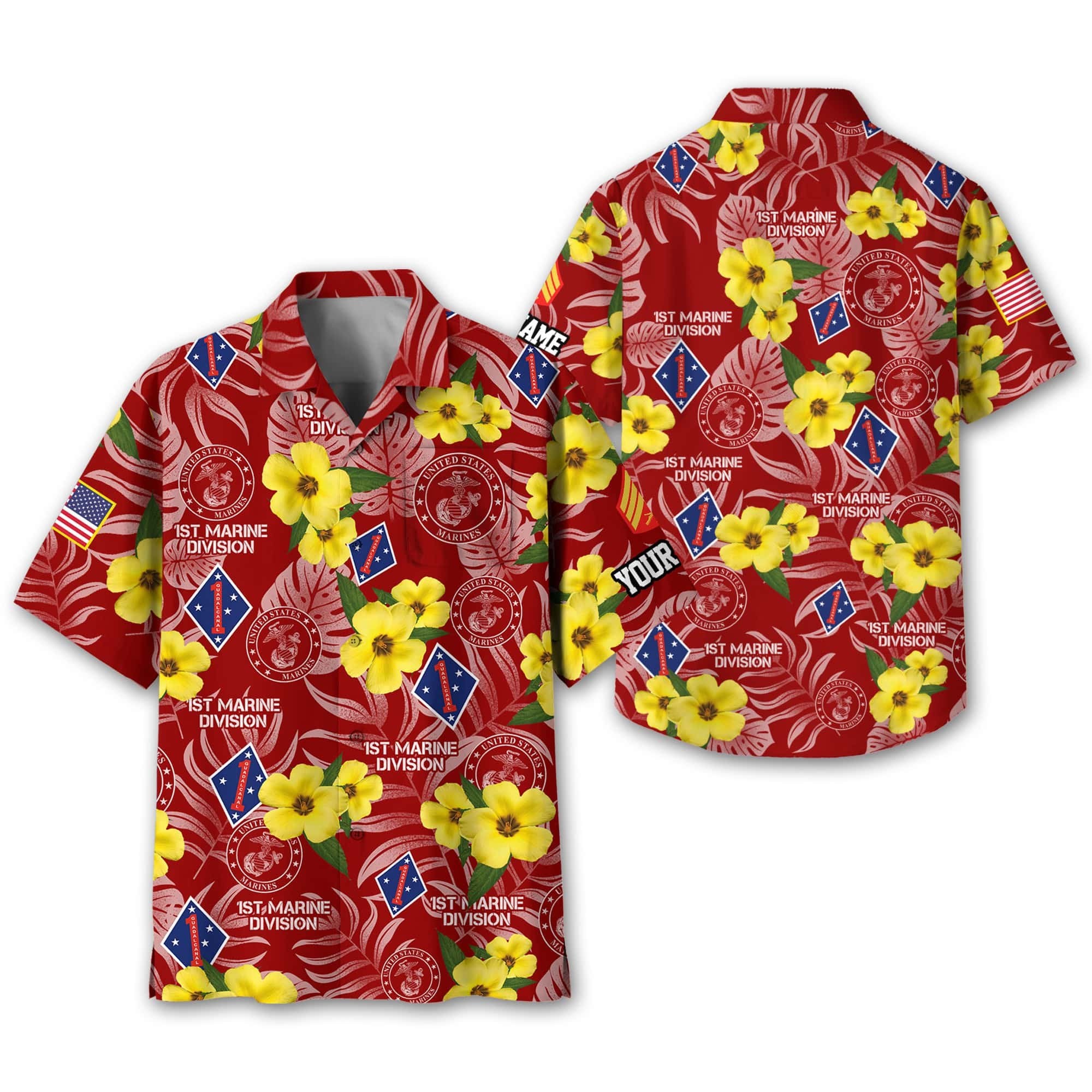 USMC Hawaiian Shirt With Pocket, Custom Rank, Name, Gifts For Marine Veteran, Gifts For Veterans Day, Father's Day VPVC400803