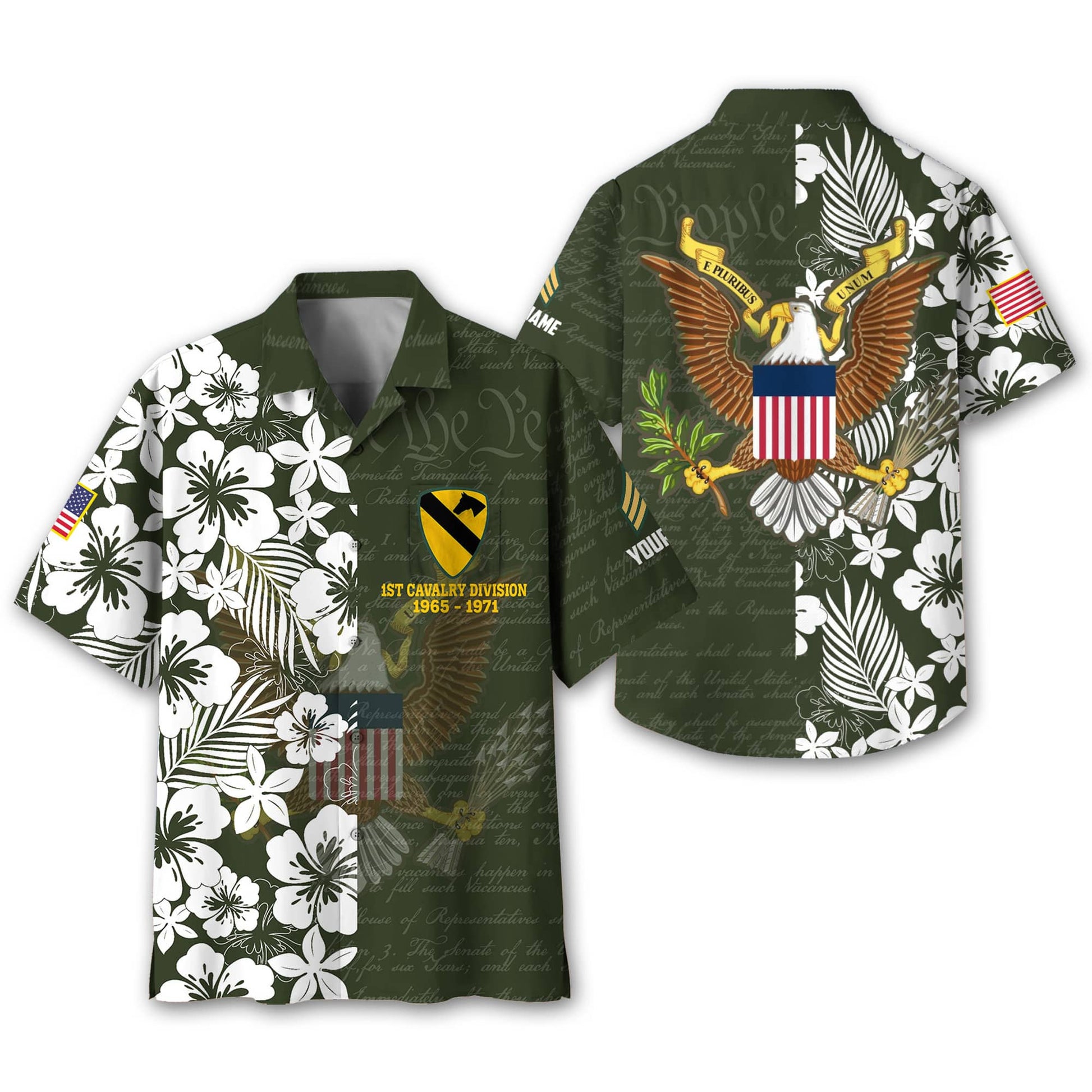 Premium Custom Rank, Name, Unit, US Army Hawaii Shirt With Pocket, Gifts For Dad, For Husband Army Veteran VPVC400101