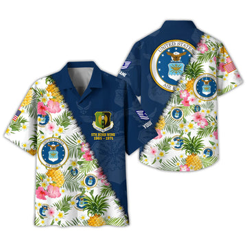 Premium Custom Rank, Name, Unit, USAF Hawaii Shirt With Pocket, Gifts For Dad, For Husband Air Force Veteran VPVC400004