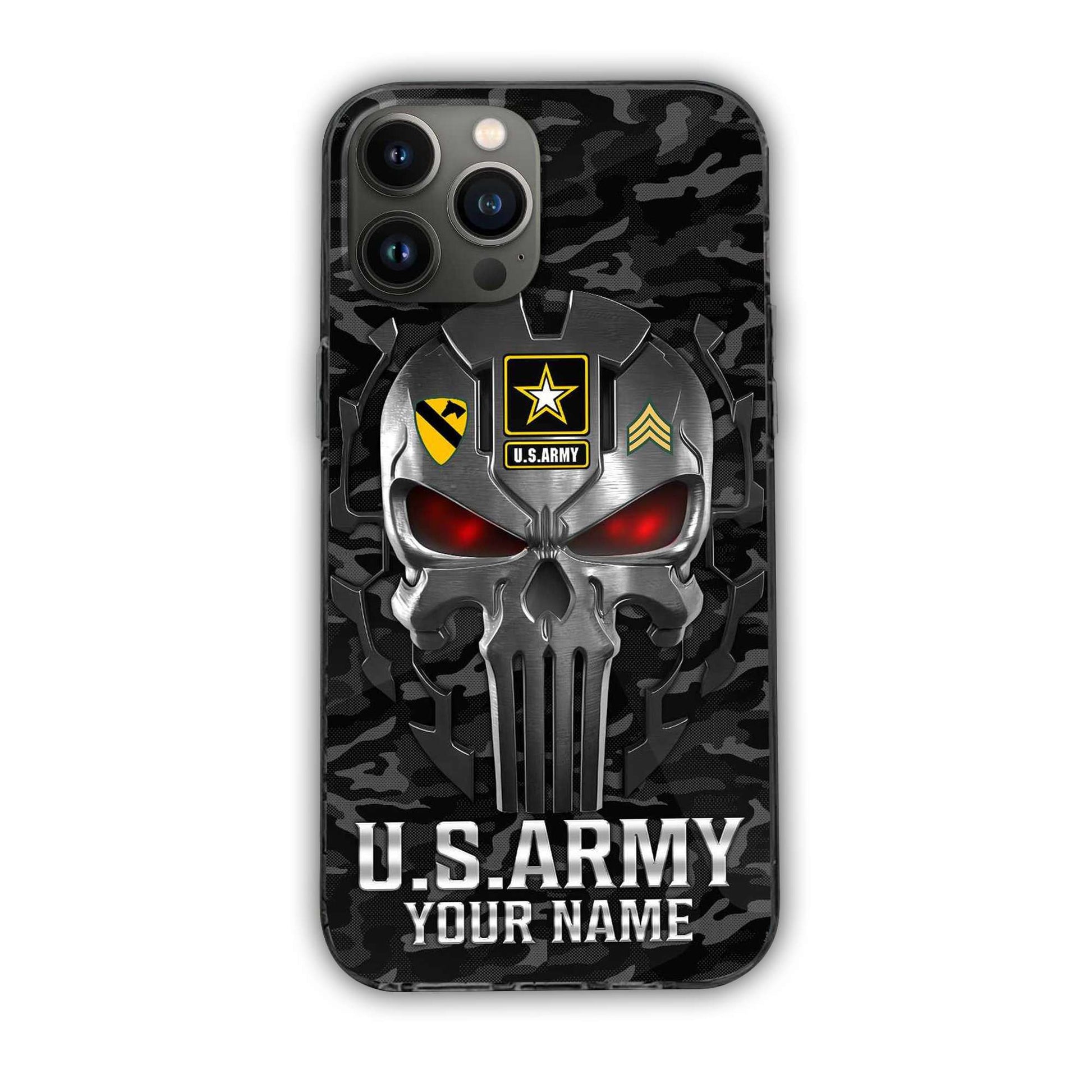 Premium Custom Name, Rank US Army Veteran Phone Case, Gifts For Army Veteran, Gifts For Dad, For Husband VPVC500901