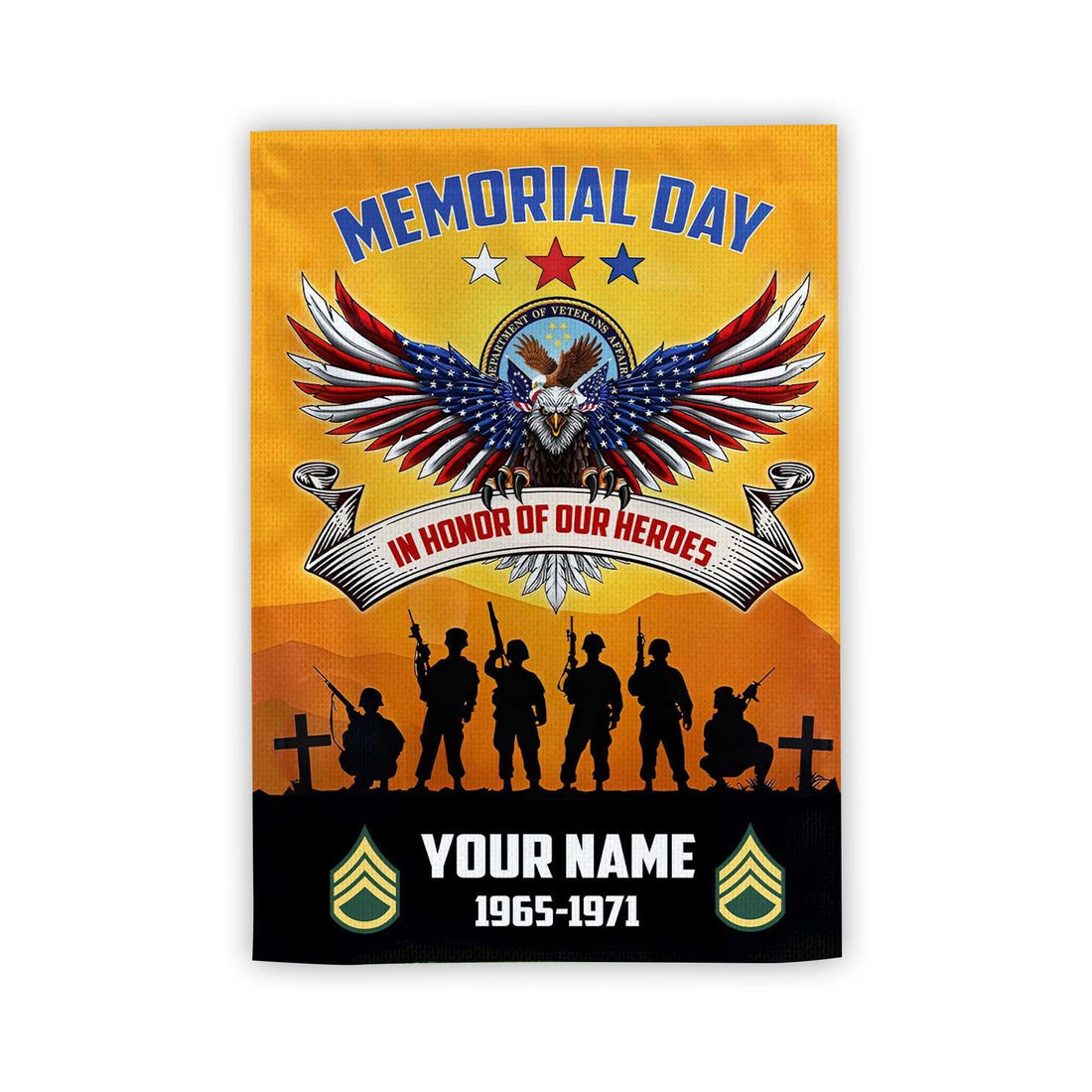 Premium Custom Name, Rank, Year American Flag, Veterans Day Gift, American Flag Gift For Him Military, Gift For US Veteran, Garden Flag - House Flag VPVC101907