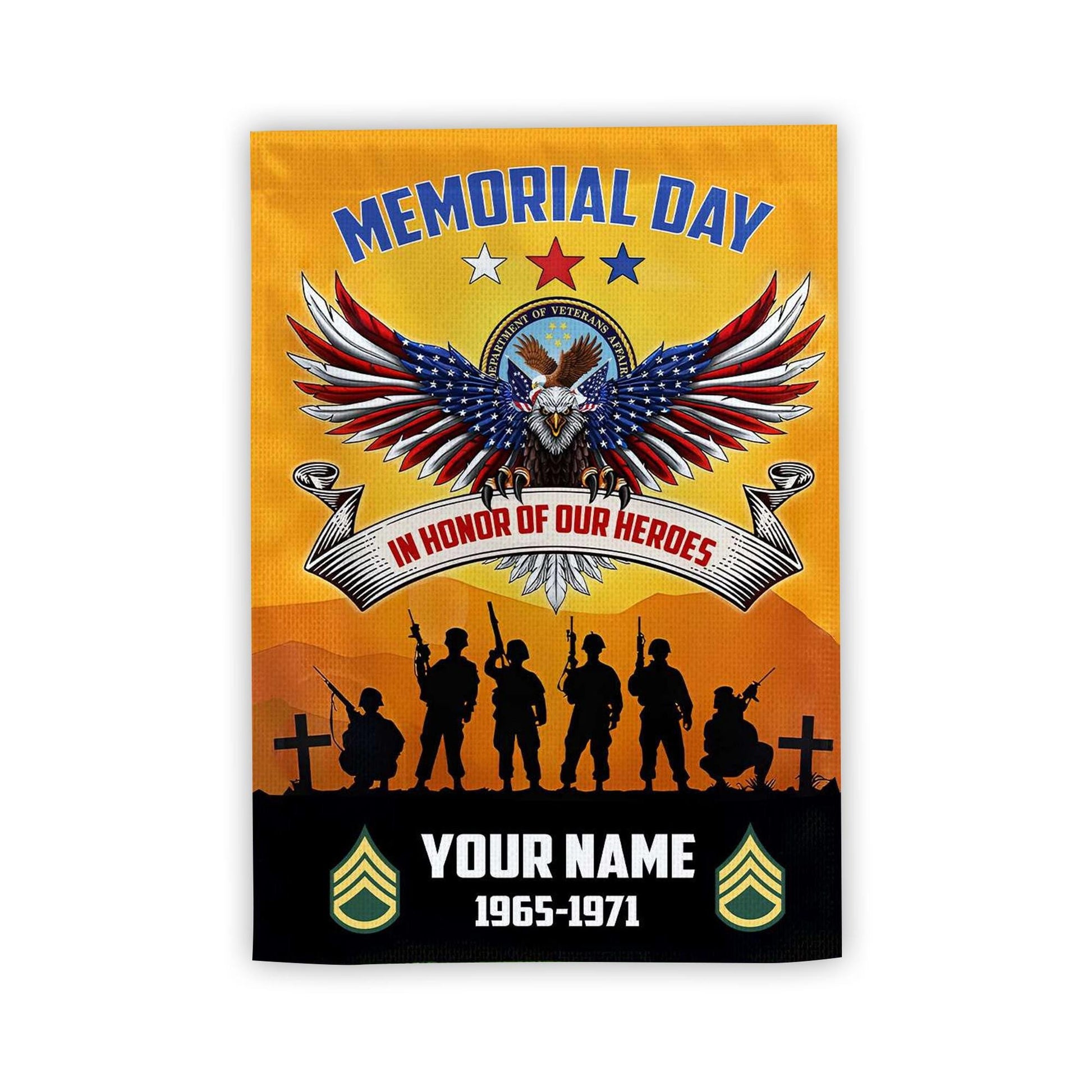 Premium Custom Name, Rank, Year American Flag, Veterans Day Gift, American Flag Gift For Him Military, Gift For US Veteran, Garden Flag - House Flag VPVC101907