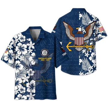 Premium Custom Rank, Name, Unit, US Navy Hawaii Shirt With Pocket, Gifts For Dad, For Husband Navy Veteran VPVC400102