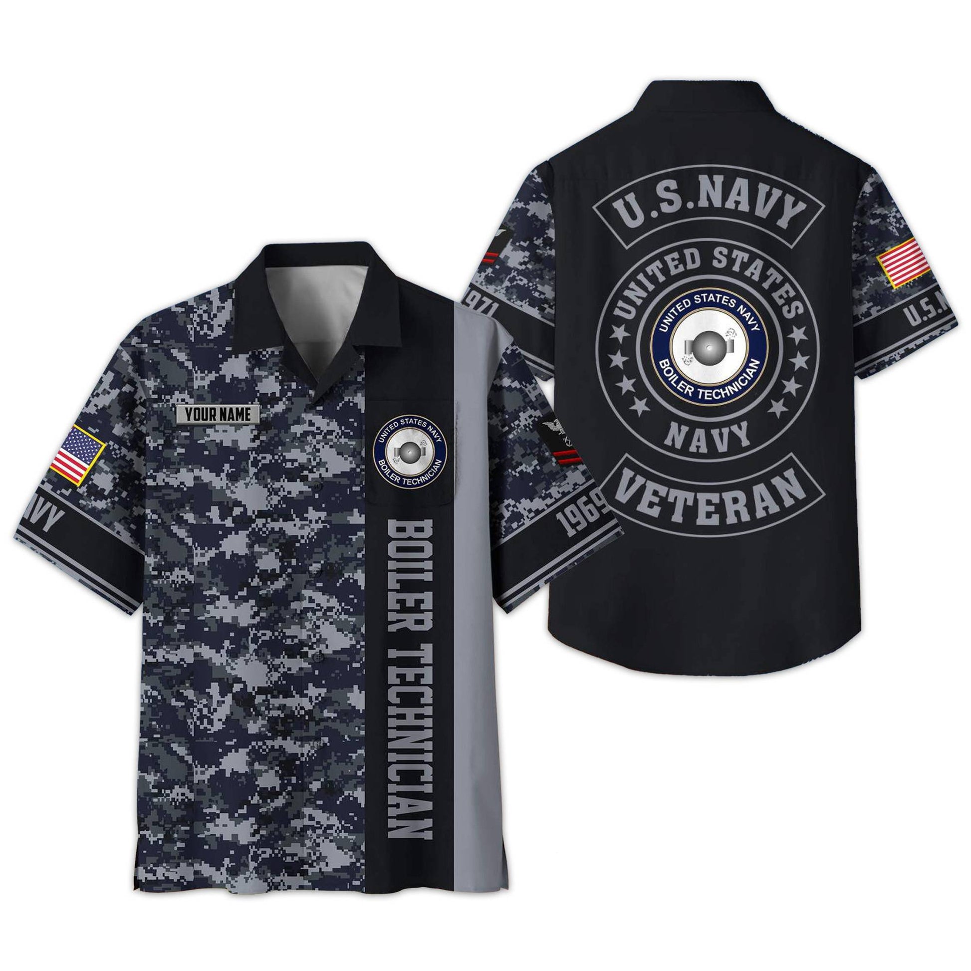 Premium Custom Rank, Name, Unit, US Navy Hawaiian Shirt With Pocket, Gifts for Navy Veteran, Gifts For Dad, For Husband Veteran VPVC401702