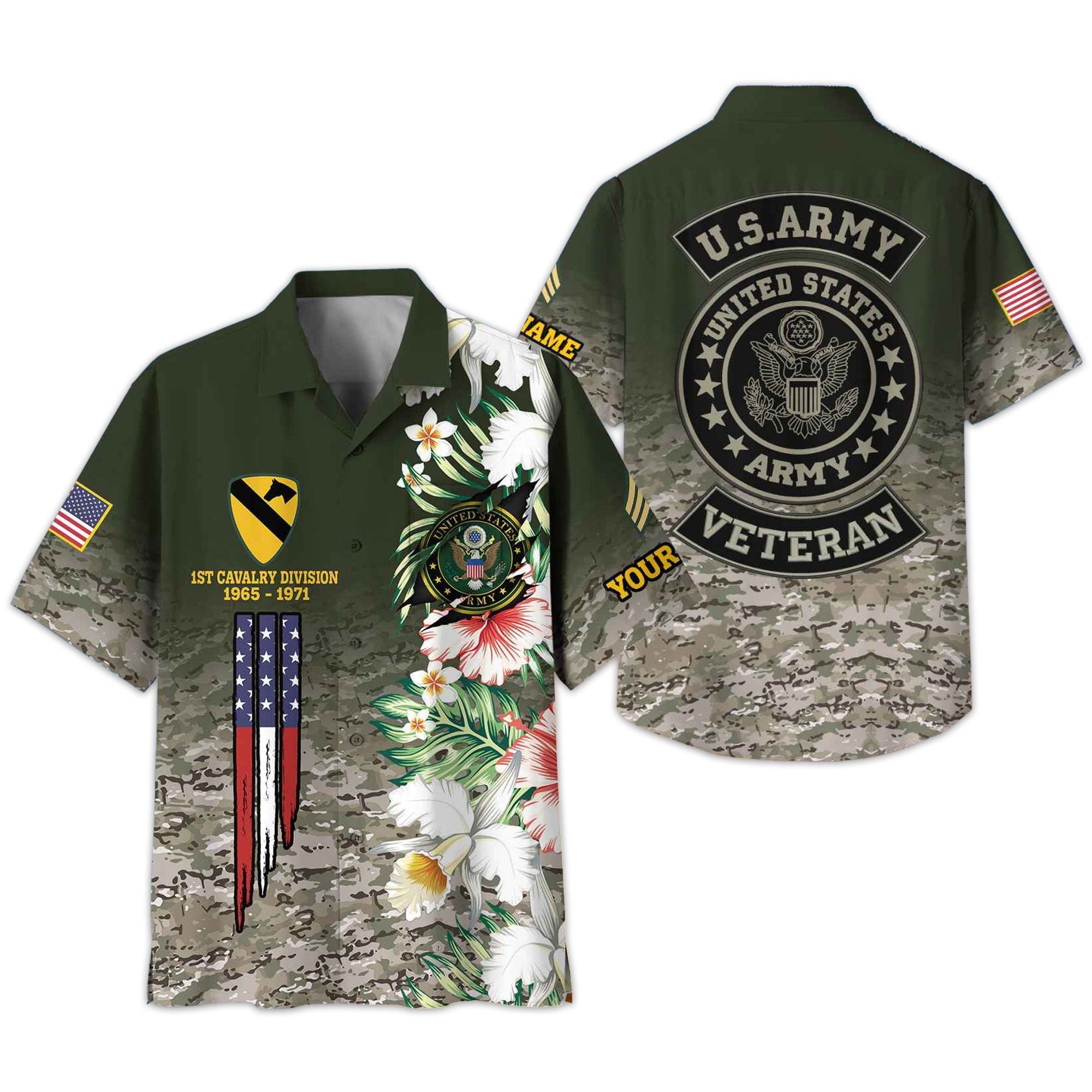 US Army Hawaii Shirt With Pocket, Custom Rank, Name, Unit, Gifts For Army Veteran VPVC400201