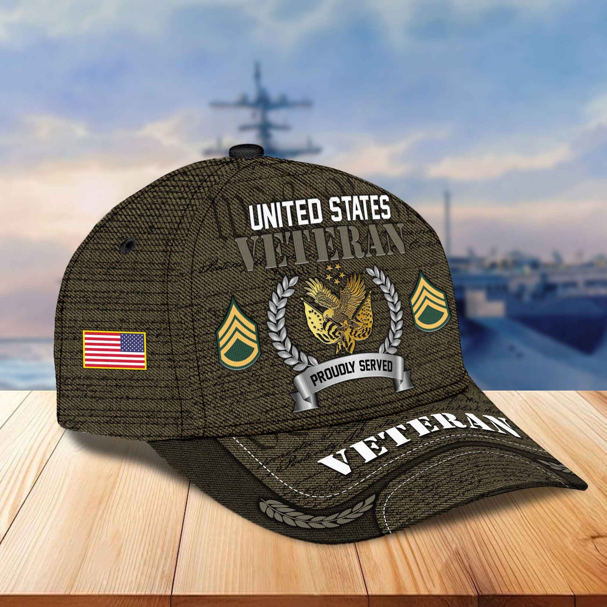 Premium Custom US Veterans Cap, Gifts For Dad, Gifts For Husband Veteran APHN190813