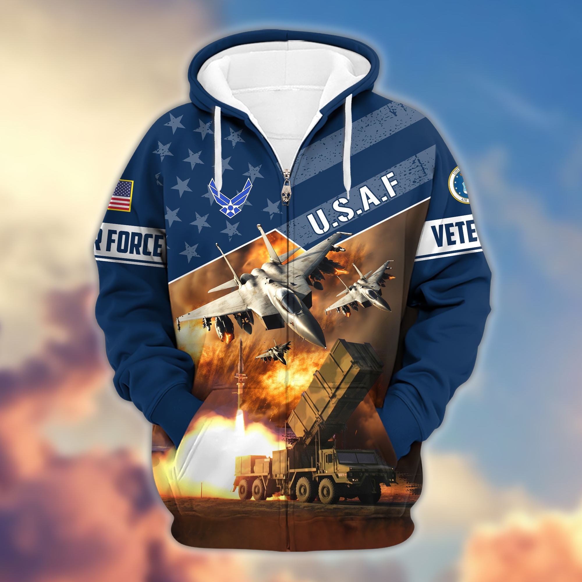 Premium Proudly Served US Veterans Zip Hoodie, Gifts For Veterans Day, Gifts For Dad, Gifts For Husband BPVC200801