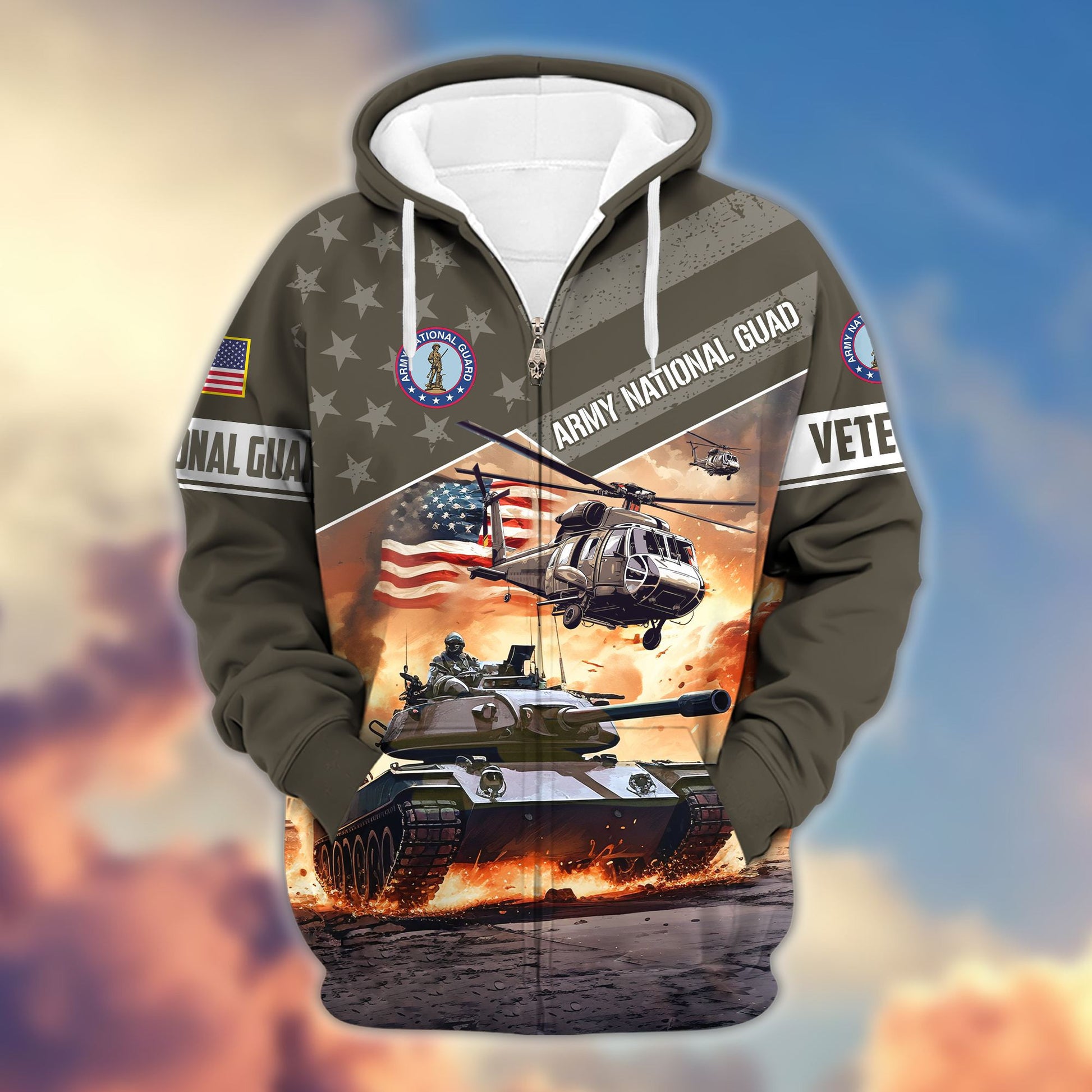 Premium Proudly Served US Veterans Zip Hoodie, Gifts For Veterans Day, Gifts For Dad, Gifts For Husband BPVC200801