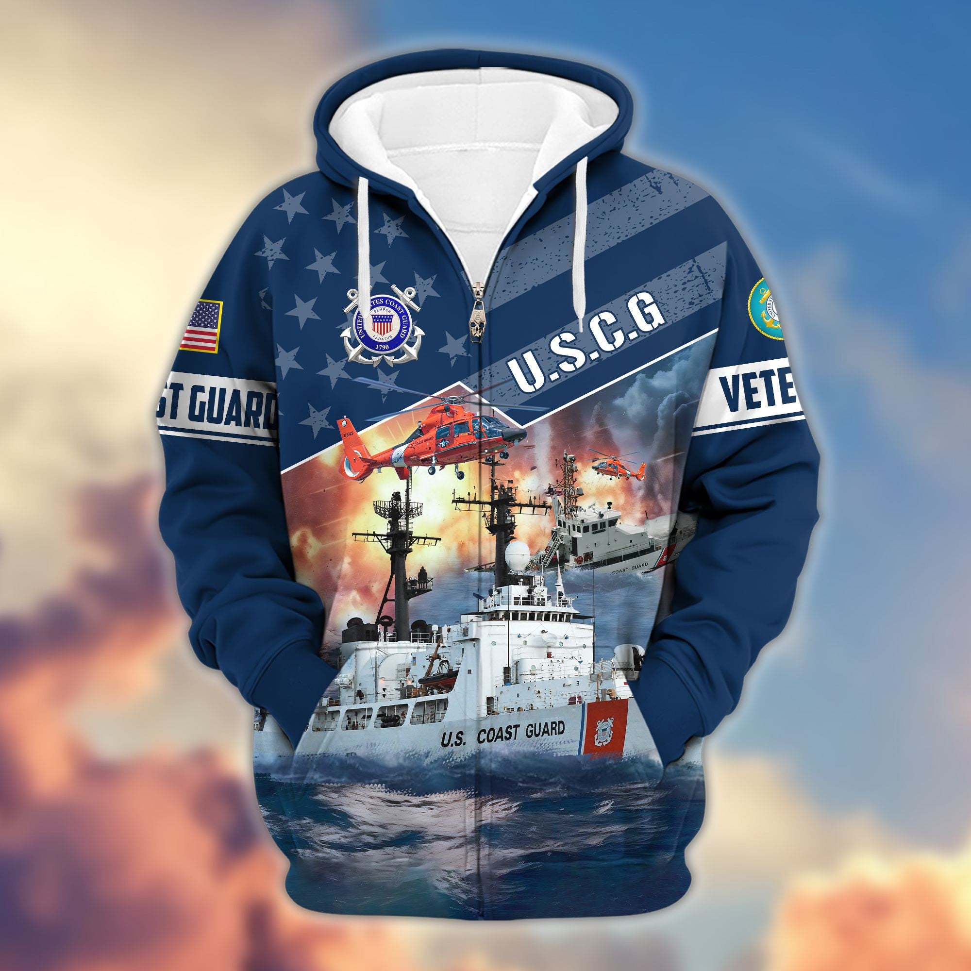 Premium Proudly Served US Veterans Zip Hoodie, Gifts For Veterans Day, Gifts For Dad, Gifts For Husband BPVC200801