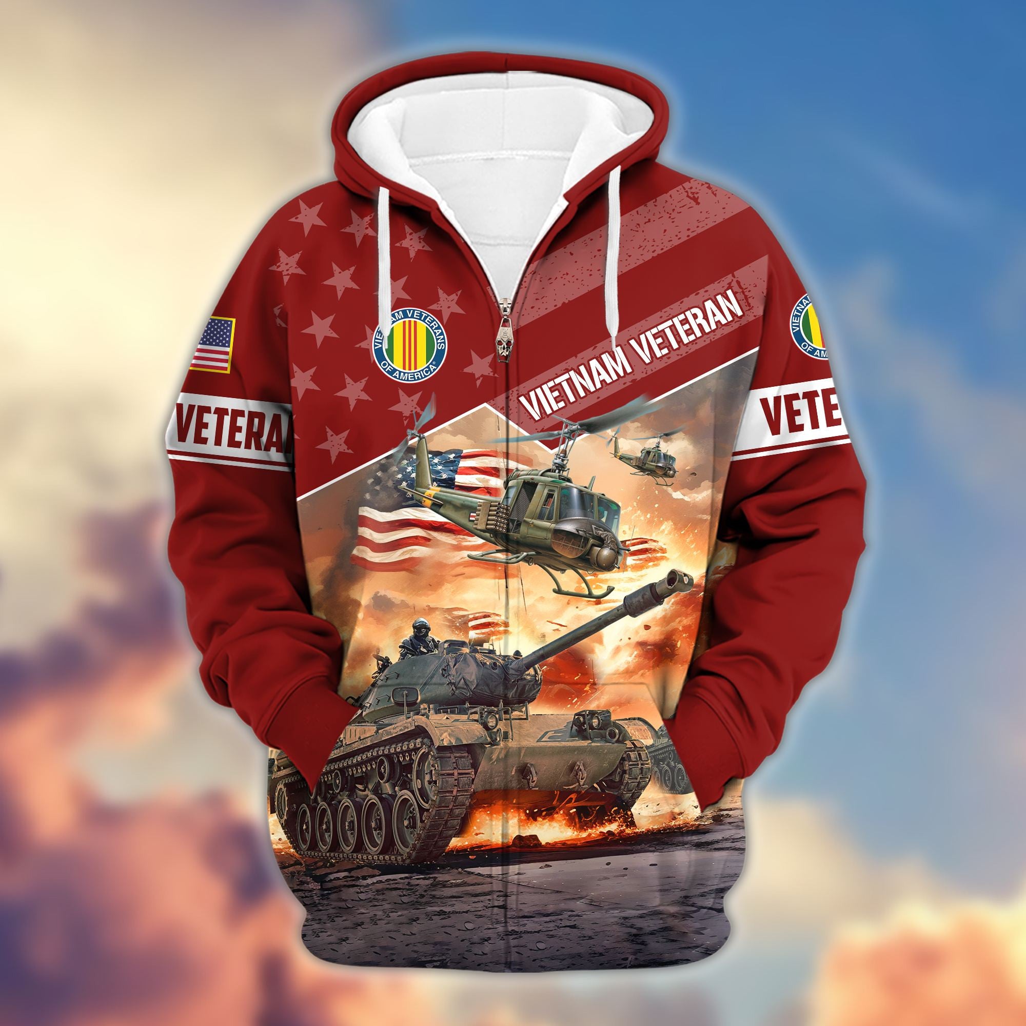 Premium Proudly Served US Veterans Zip Hoodie, Gifts For Veterans Day, Gifts For Dad, Gifts For Husband BPVC200801