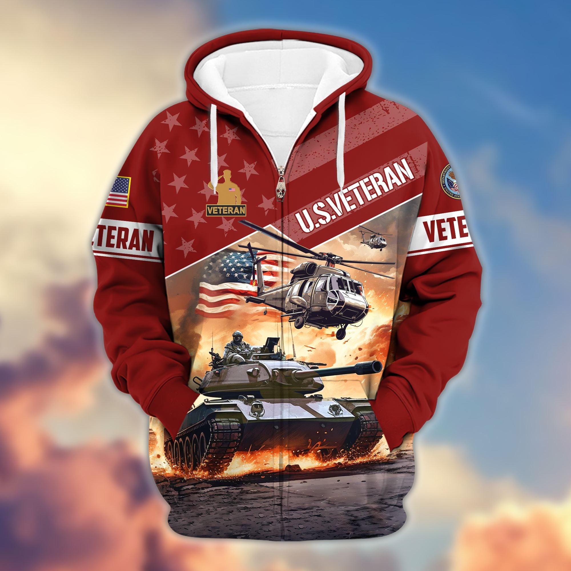 Premium Proudly Served US Veterans Zip Hoodie, Gifts For Veterans Day, Gifts For Dad, Gifts For Husband BPVC200801