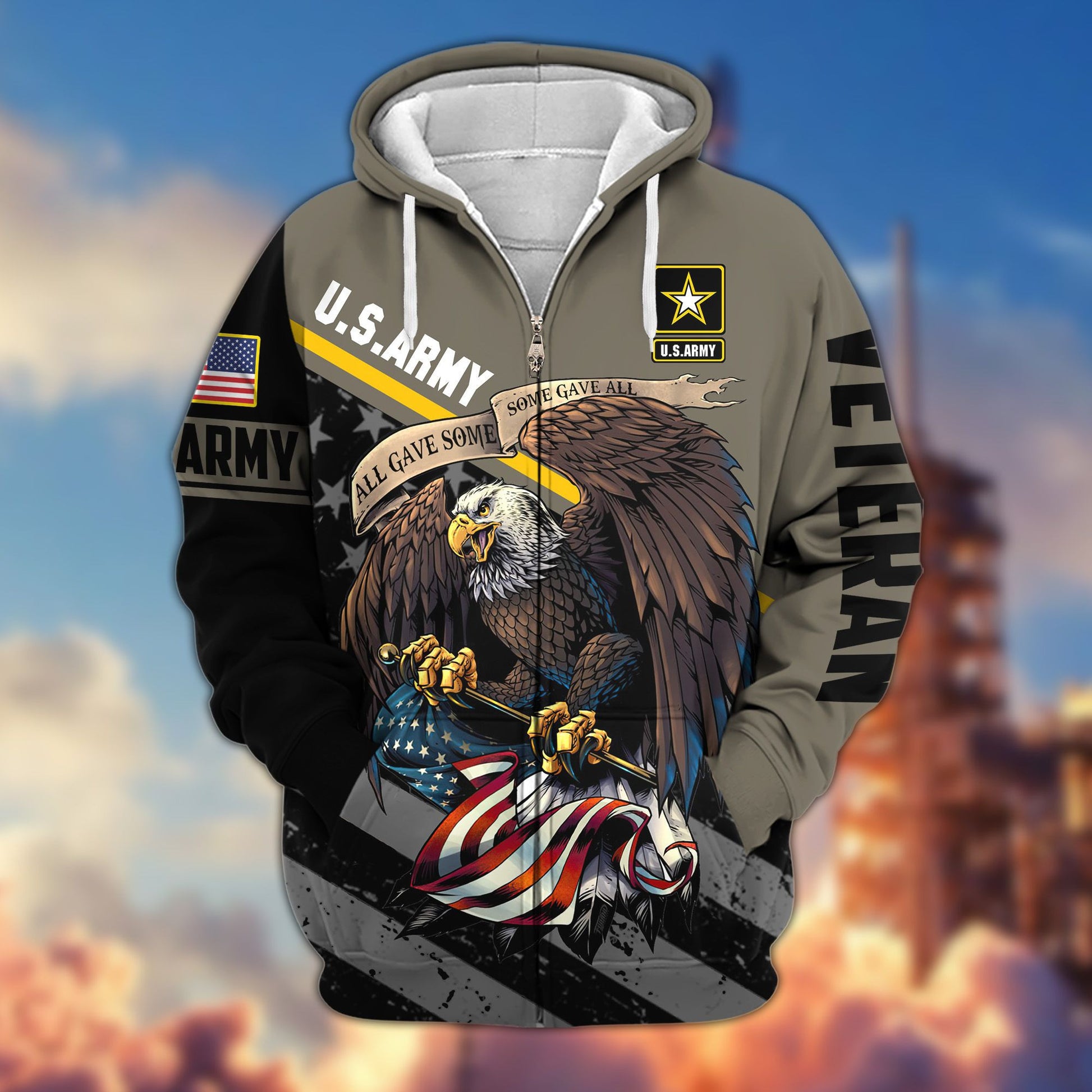 Premium All Gave Some Some Gave All US Veterans Zip Hoodie, Gifts For Veterans Day, Gifts For Dad, Gifts For Husband BPVC210802