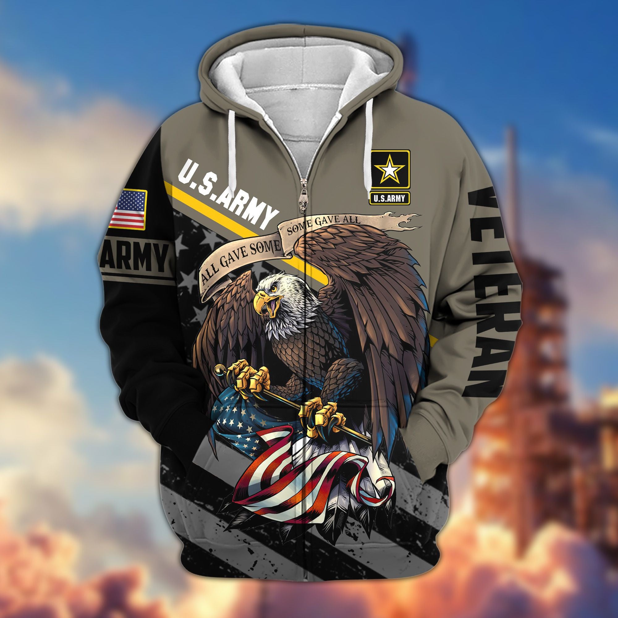 Premium All Gave Some Some Gave All US Veterans Zip Hoodie, Gifts For Veterans Day, Gifts For Dad, Gifts For Husband BPVC210802