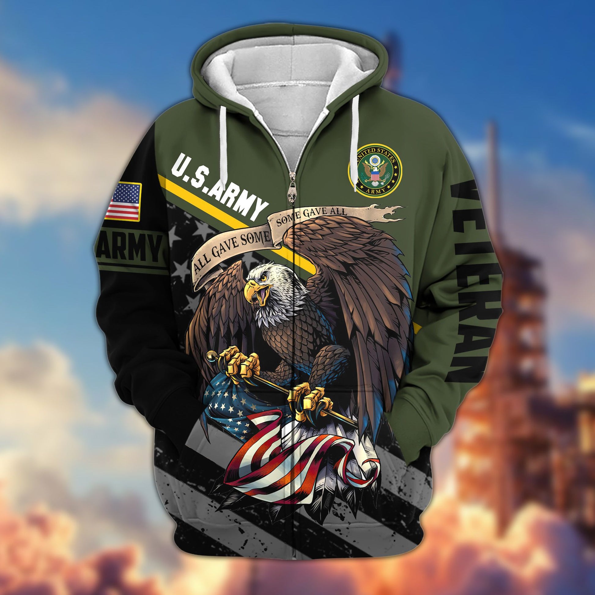 Premium All Gave Some Some Gave All US Veterans Zip Hoodie, Gifts For Veterans Day, Gifts For Dad, Gifts For Husband BPVC210802