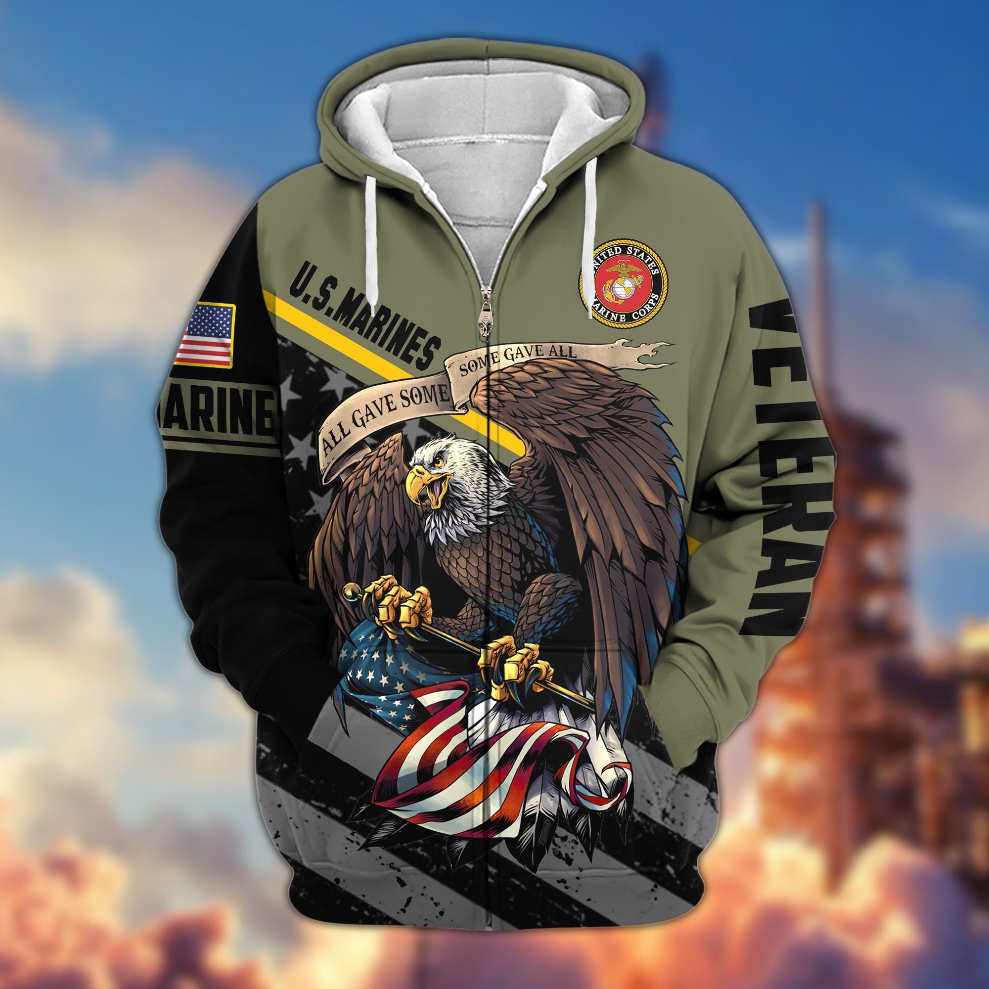 Premium All Gave Some Some Gave All US Veterans Zip Hoodie, Gifts For Veterans Day, Gifts For Dad, Gifts For Husband BPVC210802