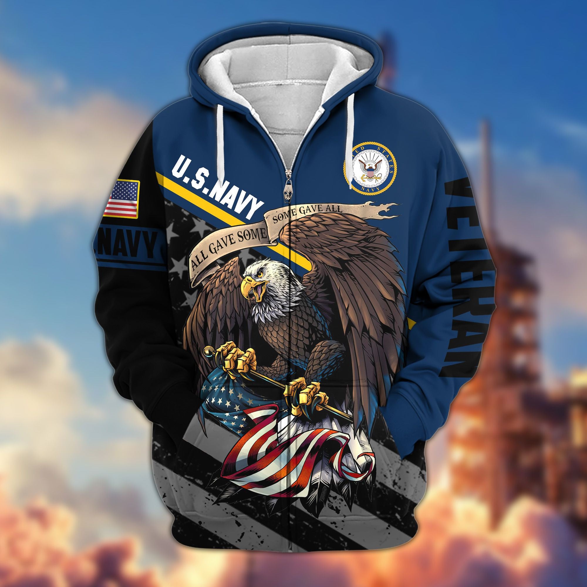 Premium All Gave Some Some Gave All US Veterans Zip Hoodie, Gifts For Veterans Day, Gifts For Dad, Gifts For Husband BPVC210802