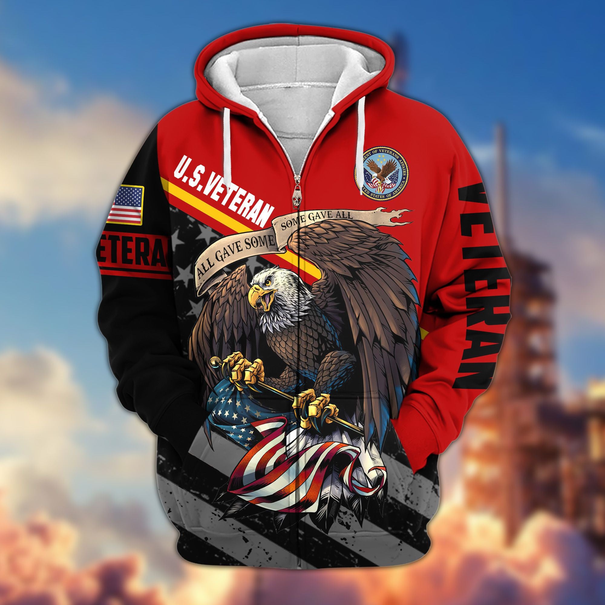 Premium All Gave Some Some Gave All US Veterans Zip Hoodie, Gifts For Veterans Day, Gifts For Dad, Gifts For Husband BPVC210802
