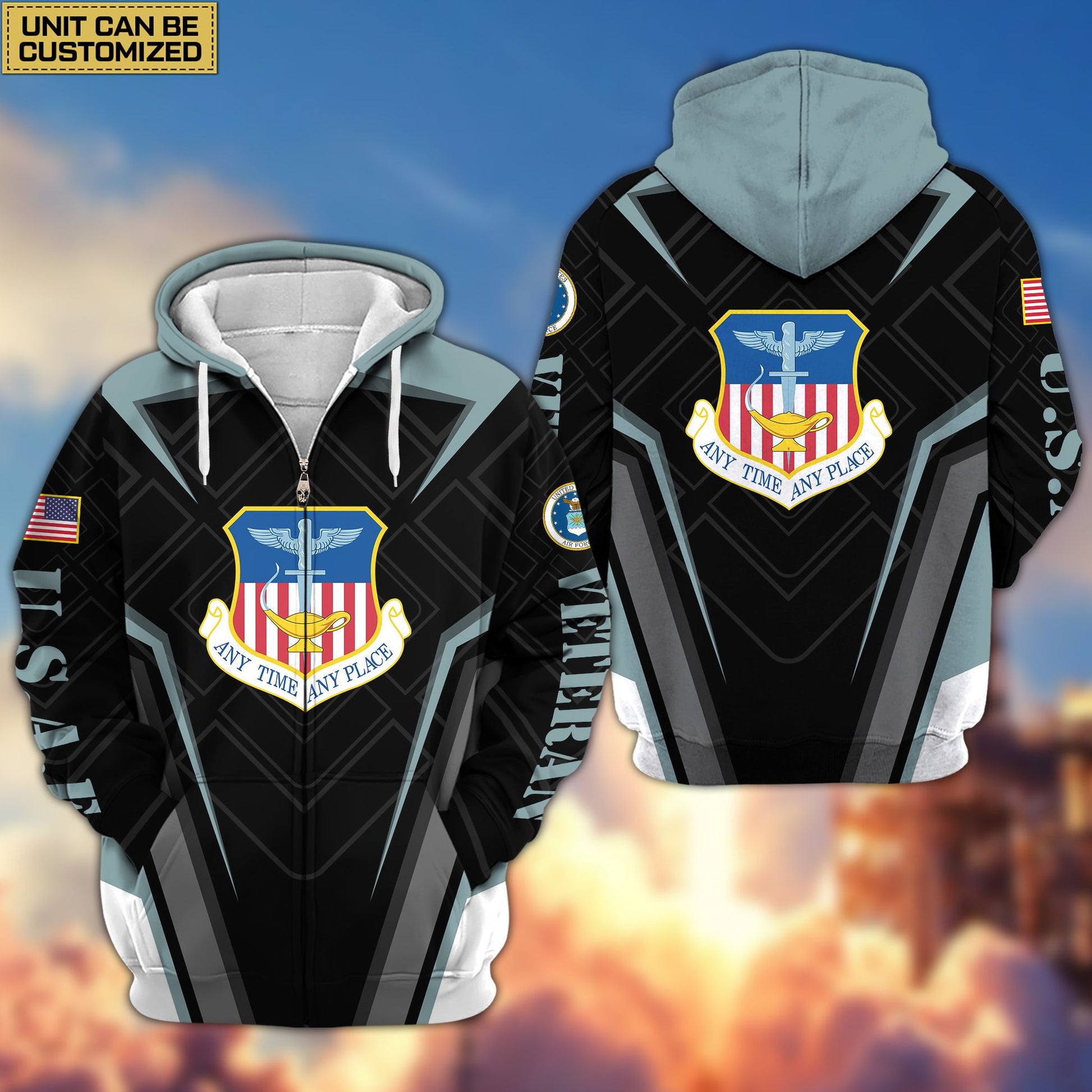 Premium Custom Unit US Veterans Zip Hoodie, Gifts For Veterans Day, Gifts For Dad, Gifts For Husband BPVC230801