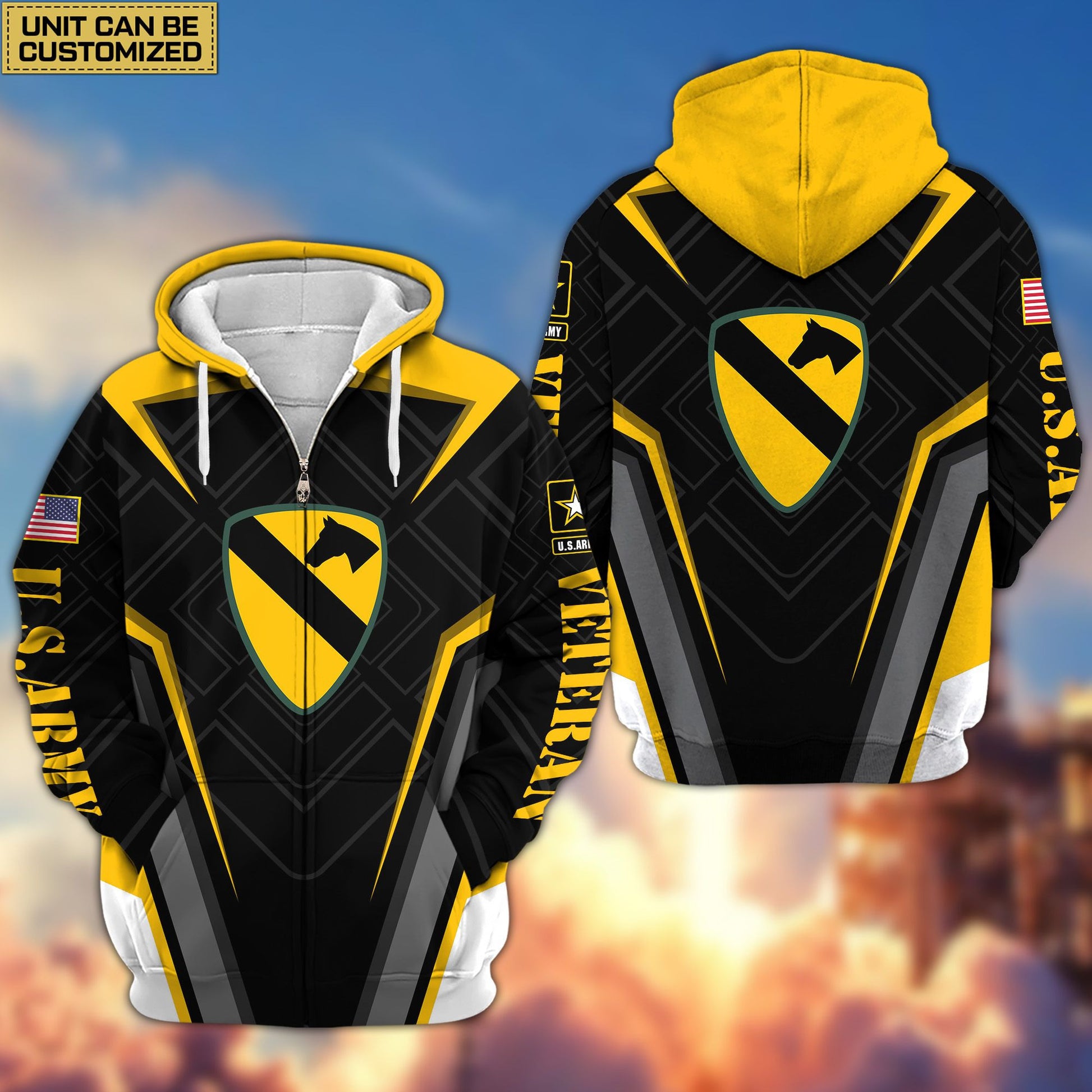 Premium Custom Unit US Veterans Zip Hoodie, Gifts For Veterans Day, Gifts For Dad, Gifts For Husband BPVC230801