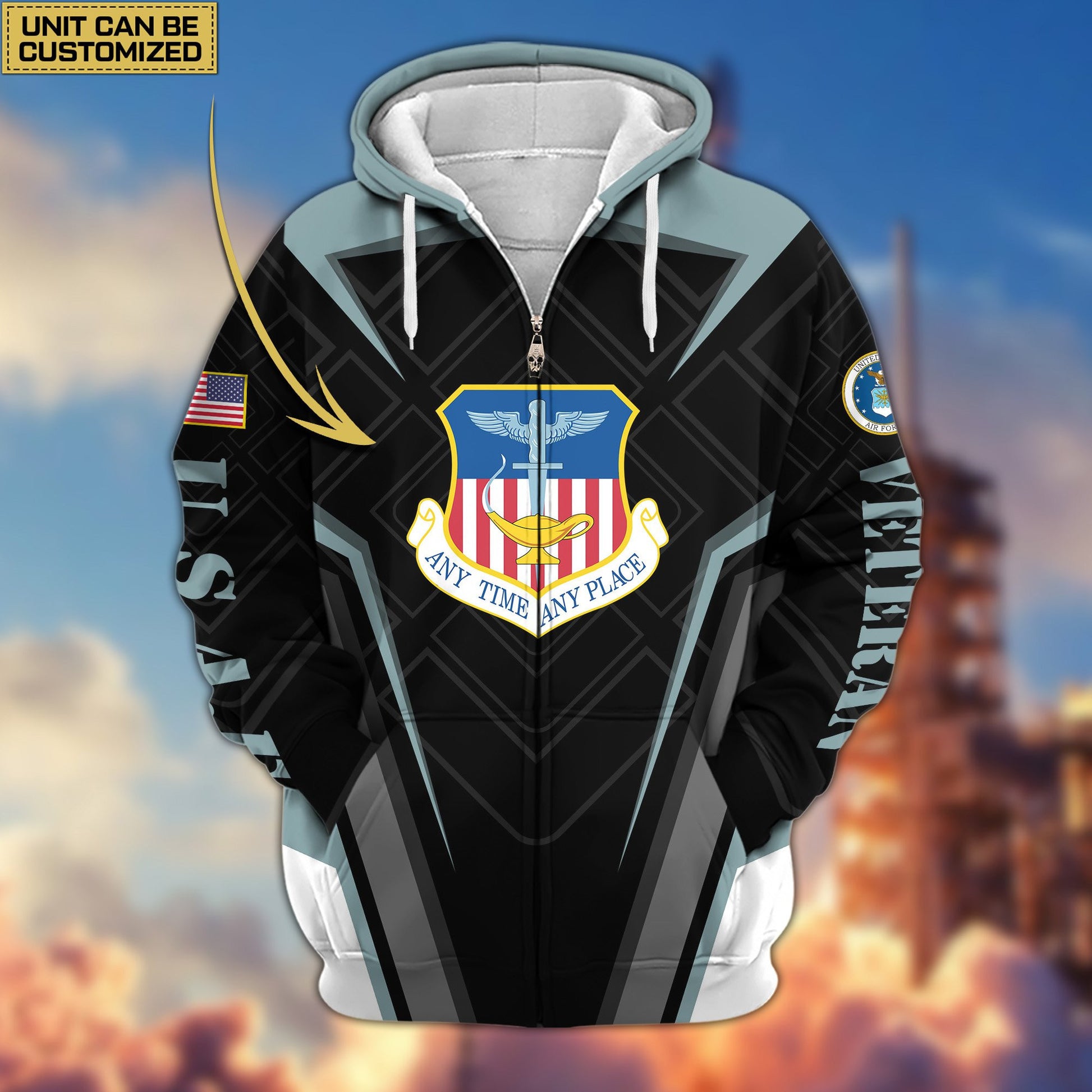 Premium Custom Unit US Veterans Zip Hoodie, Gifts For Veterans Day, Gifts For Dad, Gifts For Husband BPVC230801