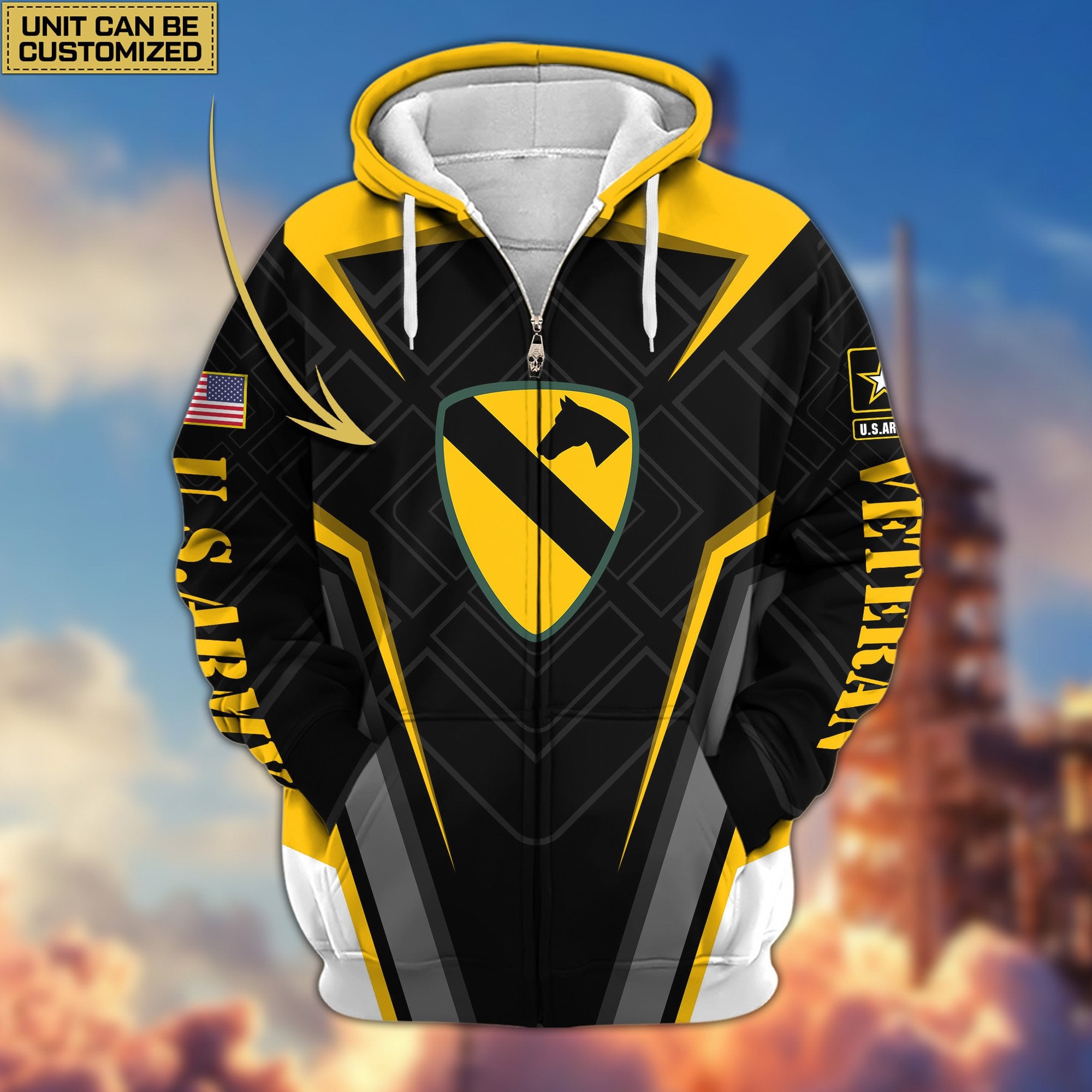 Premium Custom Unit US Veterans Zip Hoodie, Gifts For Veterans Day, Gifts For Dad, Gifts For Husband BPVC230801