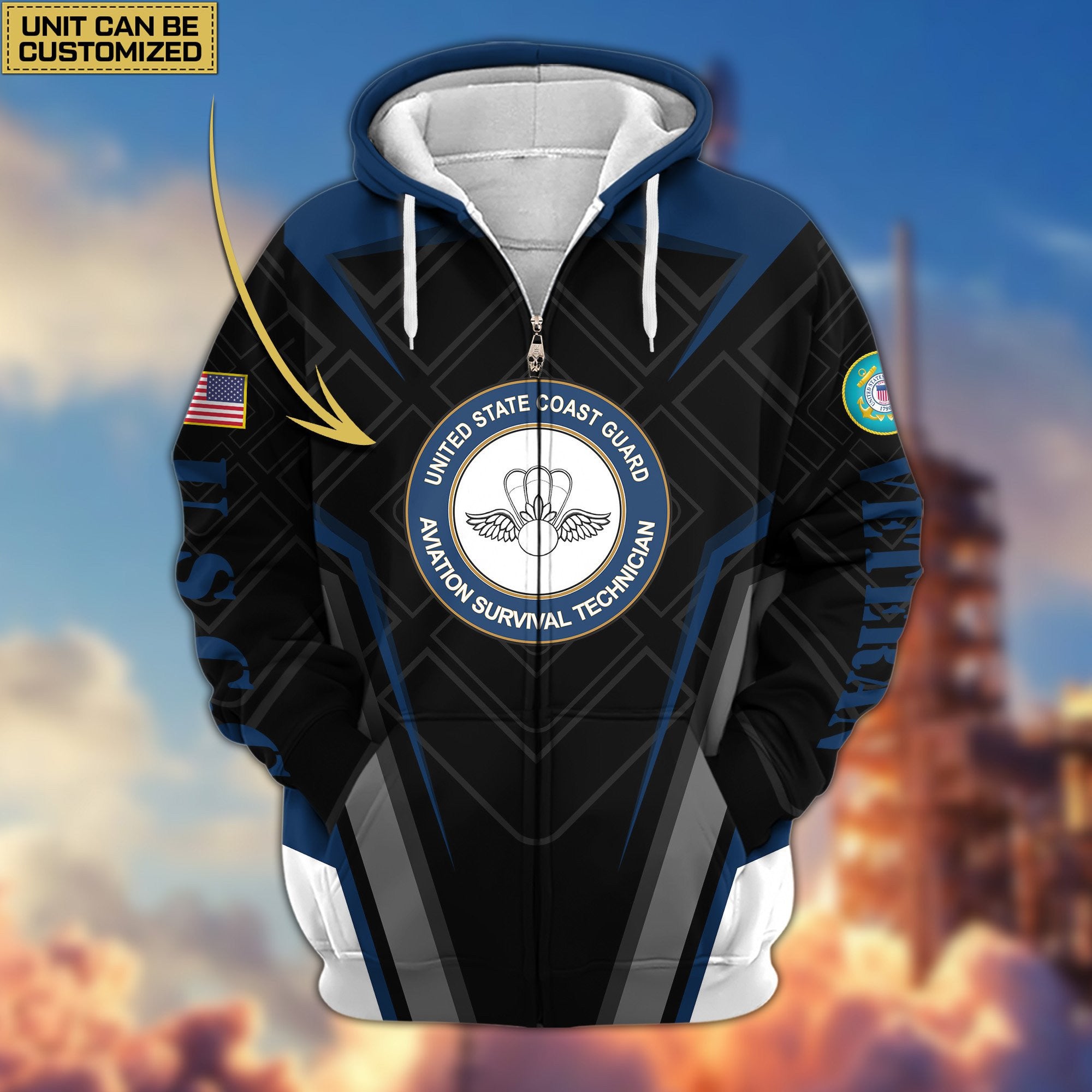 Premium Custom Unit US Veterans Zip Hoodie, Gifts For Veterans Day, Gifts For Dad, Gifts For Husband BPVC230801