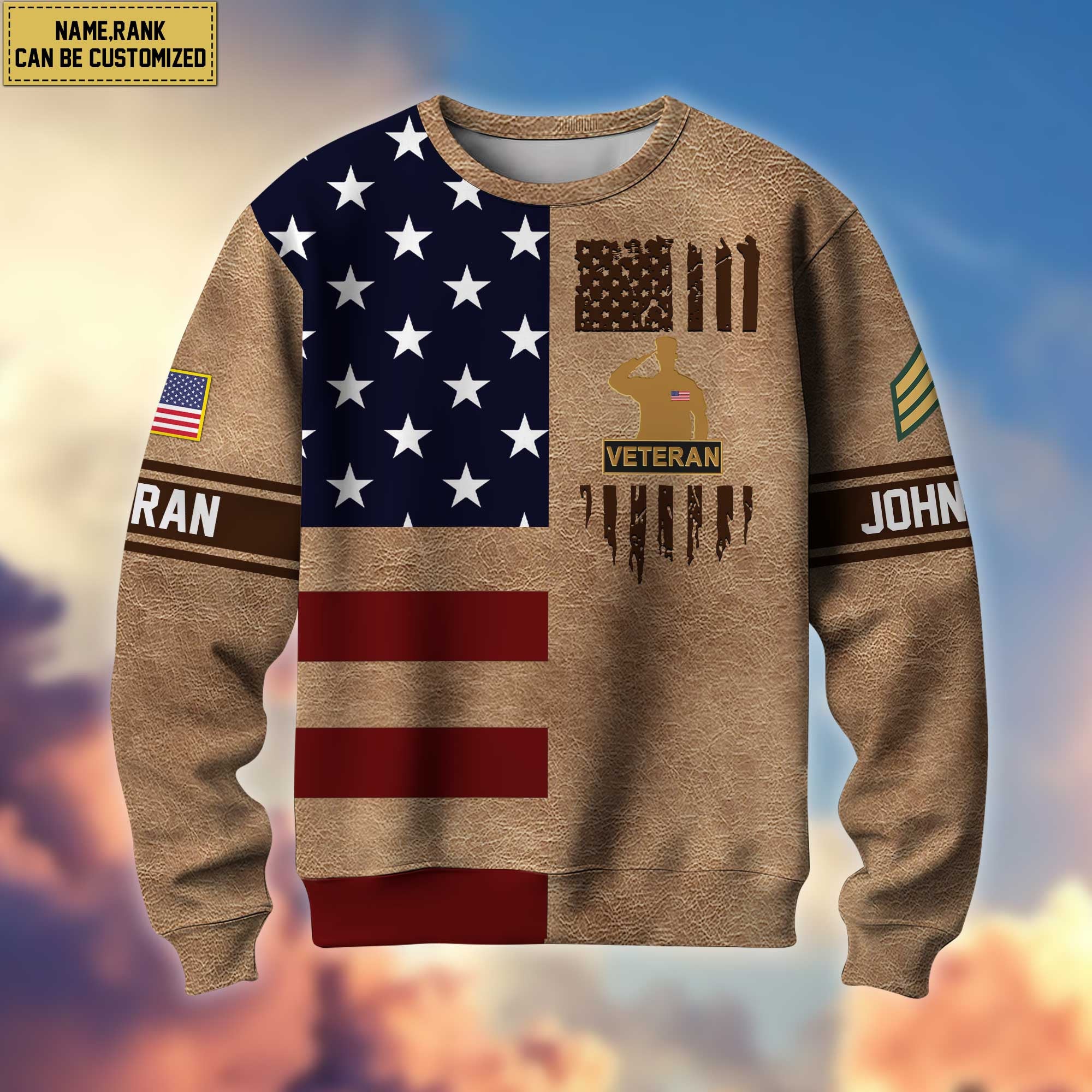Premium Custom Name And Rank US Veterans Sweatshirt, Gifts For Veterans Day, Gifts For Dad, Gifts For Husband APHN230813