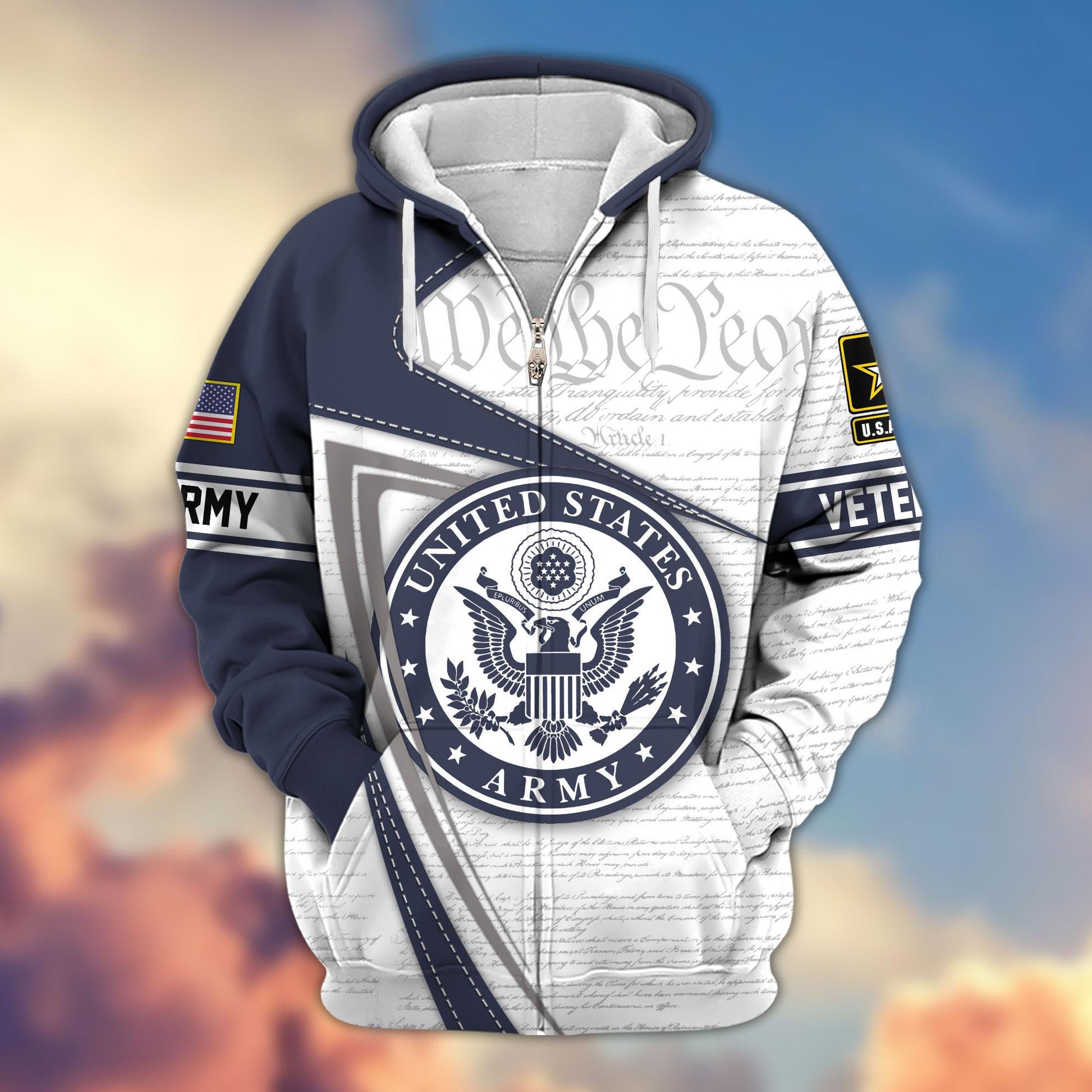 Premium Proudly Served US Veterans Zip Hoodie, Gifts For Veterans Day, Gifts For Dad, Gifts For Husband APHN220811