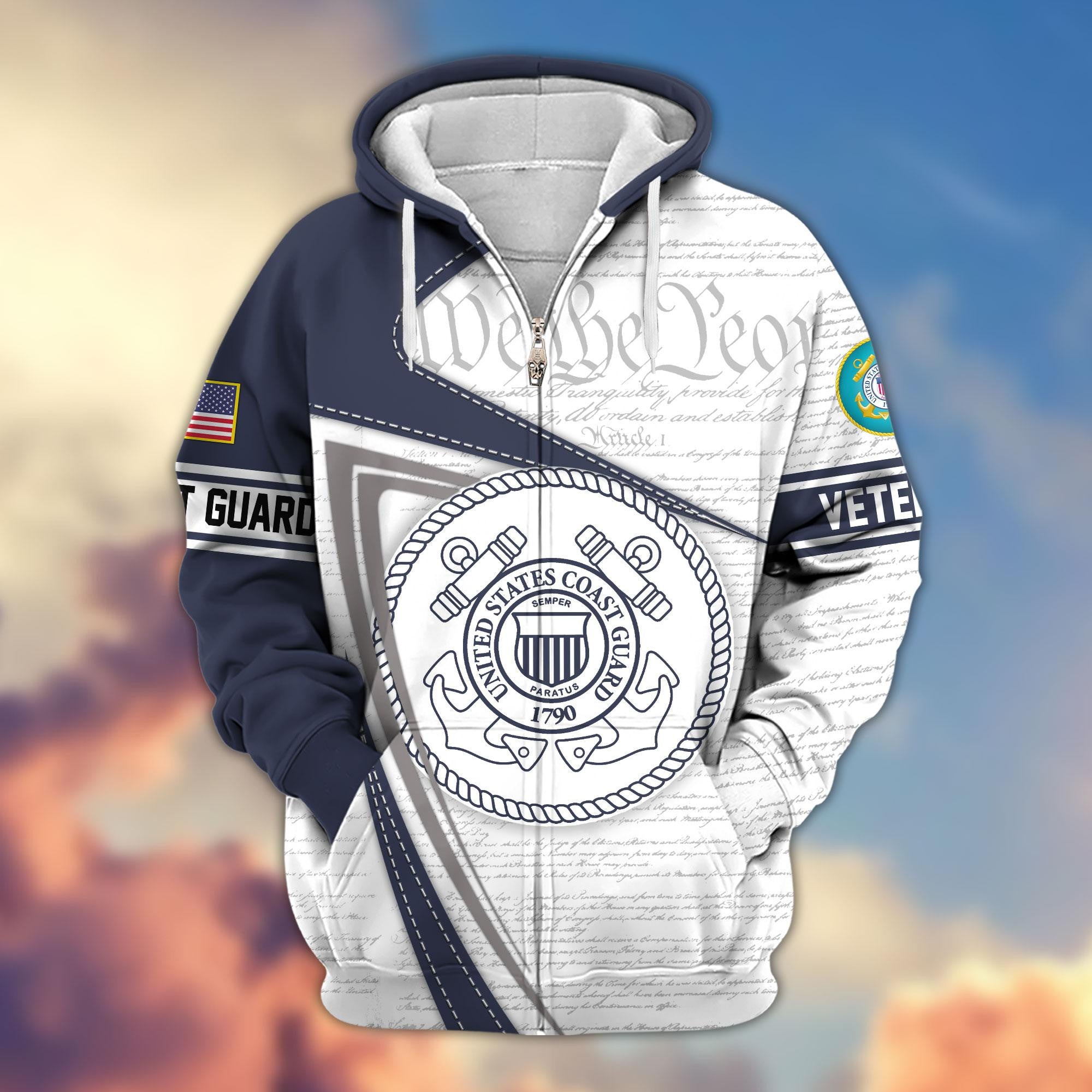 Premium Proudly Served US Veterans Zip Hoodie, Gifts For Veterans Day, Gifts For Dad, Gifts For Husband APHN220811