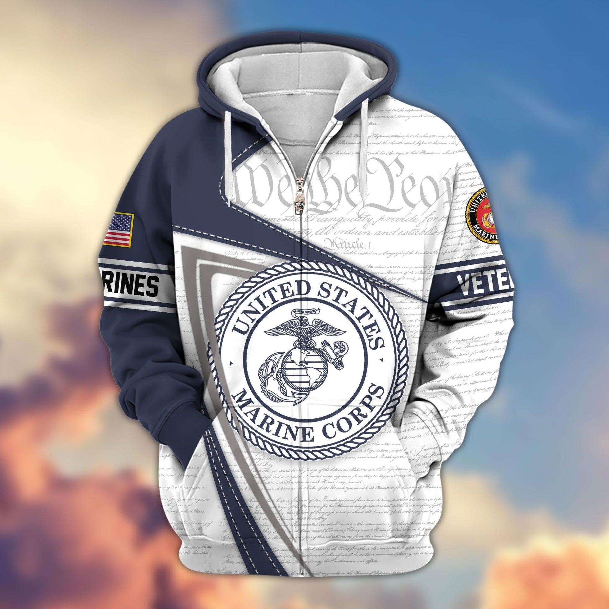 Premium Proudly Served US Veterans Zip Hoodie, Gifts For Veterans Day, Gifts For Dad, Gifts For Husband APHN220811