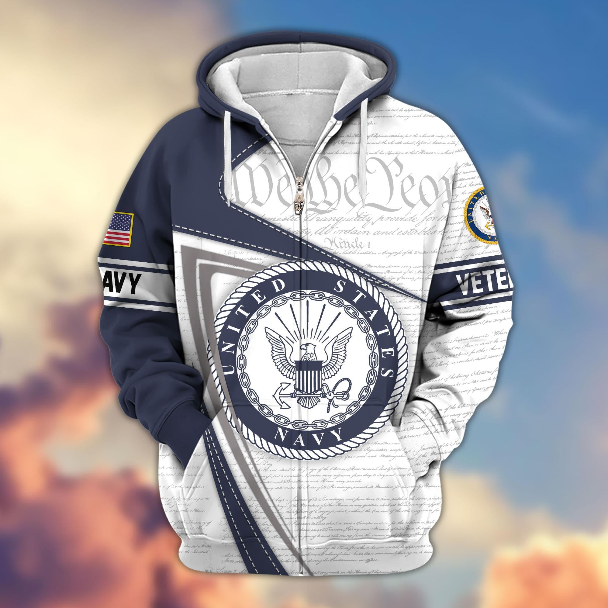 Premium Proudly Served US Veterans Zip Hoodie, Gifts For Veterans Day, Gifts For Dad, Gifts For Husband APHN220811