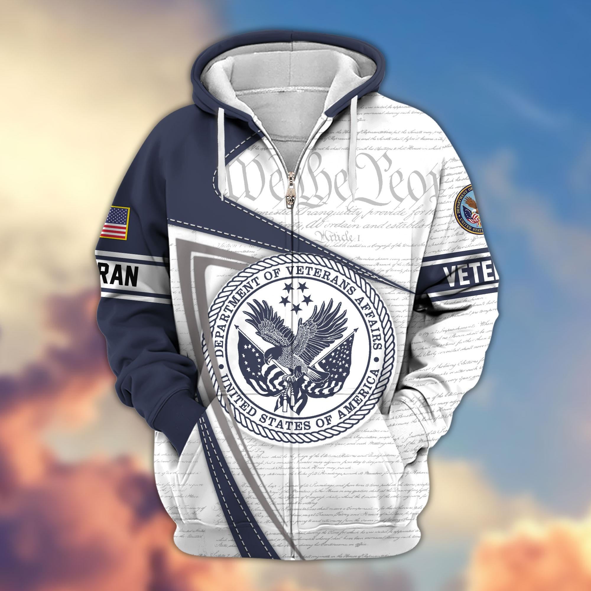 Premium Proudly Served US Veterans Zip Hoodie, Gifts For Veterans Day, Gifts For Dad, Gifts For Husband APHN220811