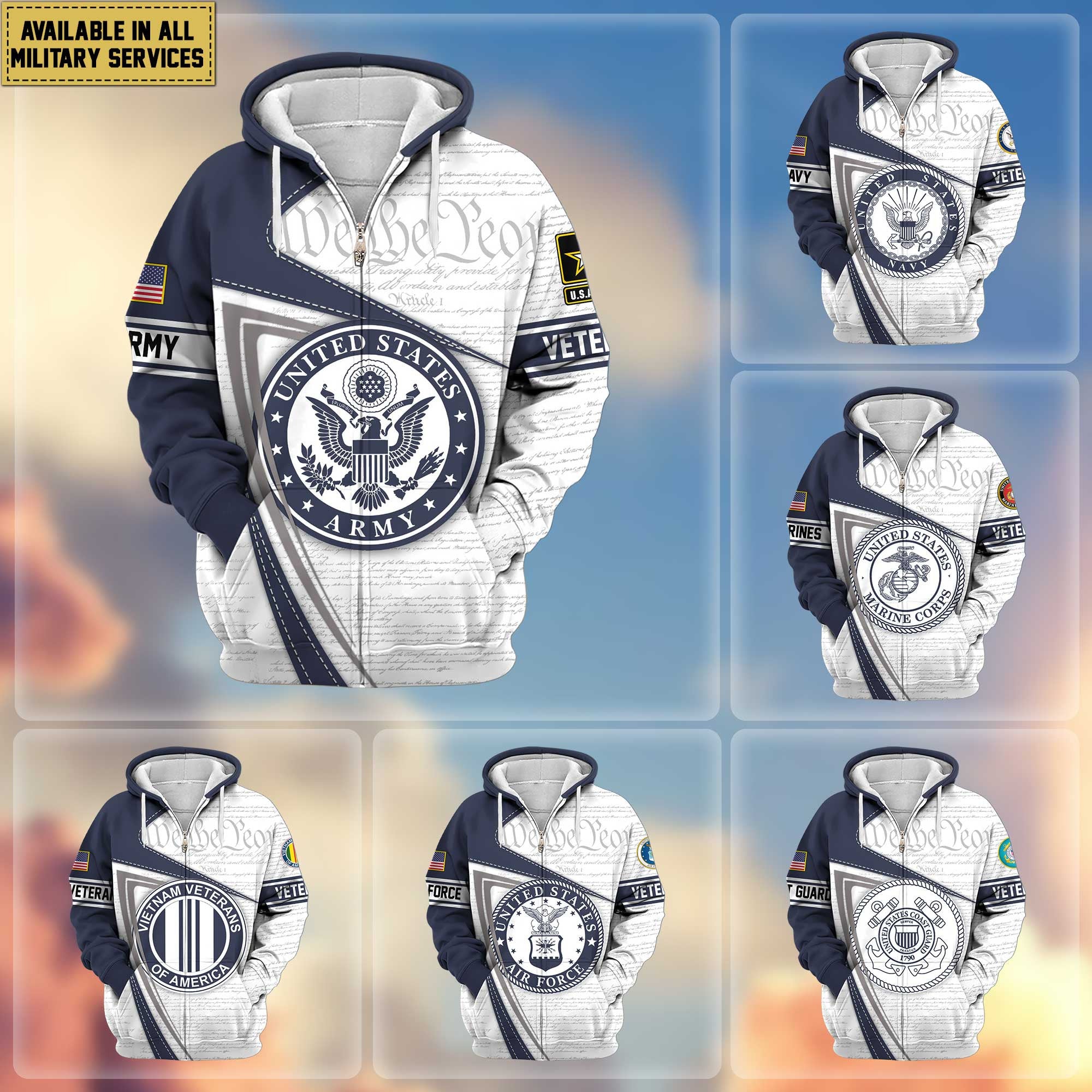 Premium Proudly Served US Veterans Zip Hoodie, Gifts For Veterans Day, Gifts For Dad, Gifts For Husband APHN220811